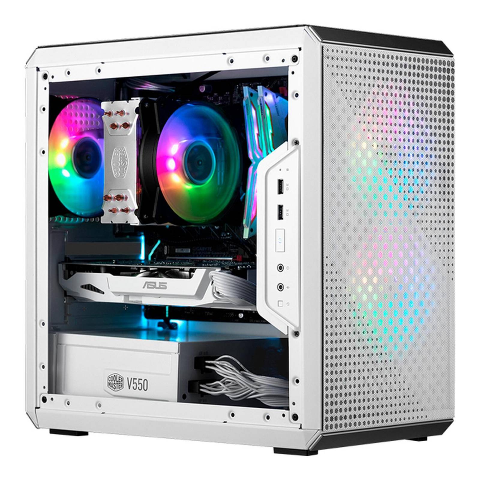 Gabinete Gamer COOLER MASTER Masterbox Q300L Panel Acrilico USB 3.0 Negro Micro ATX Blanco 
