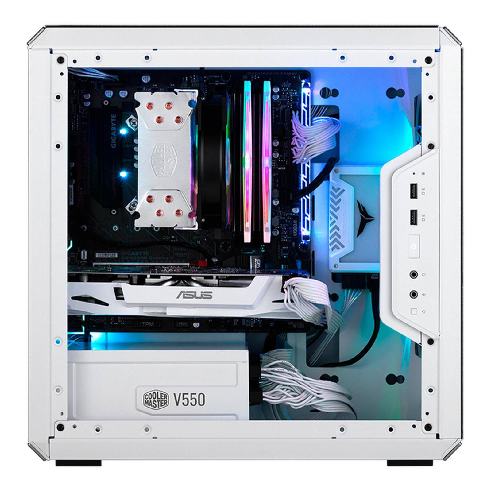 Gabinete Gamer COOLER MASTER Masterbox Q300L Panel Acrilico USB 3.0 Negro Micro ATX Blanco 