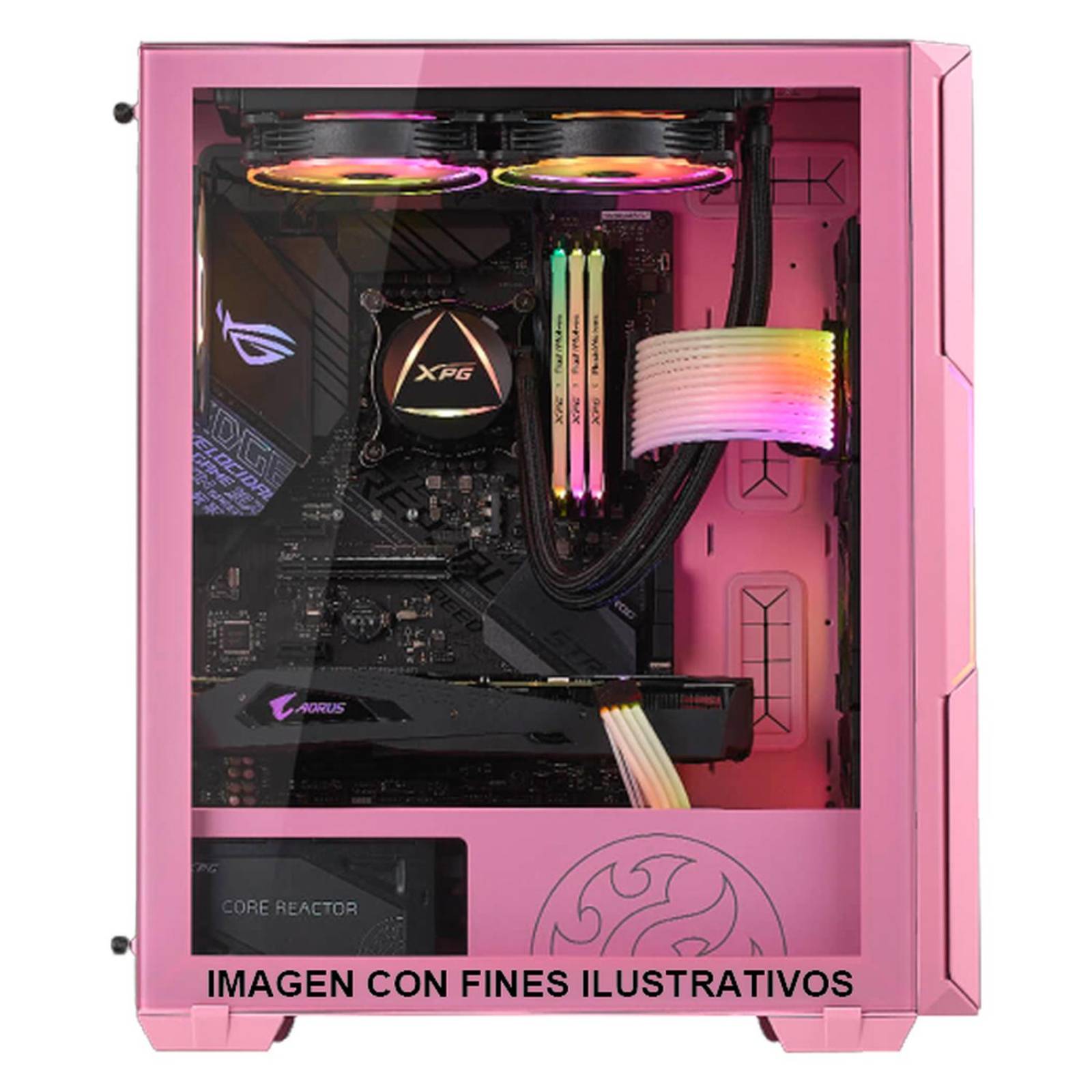 Gabinete Gamer XPG STARKER AIR ATX Media Torre 2 FAN Cristal Templado ARGB Rosa STARKERAIR-PKCUS 