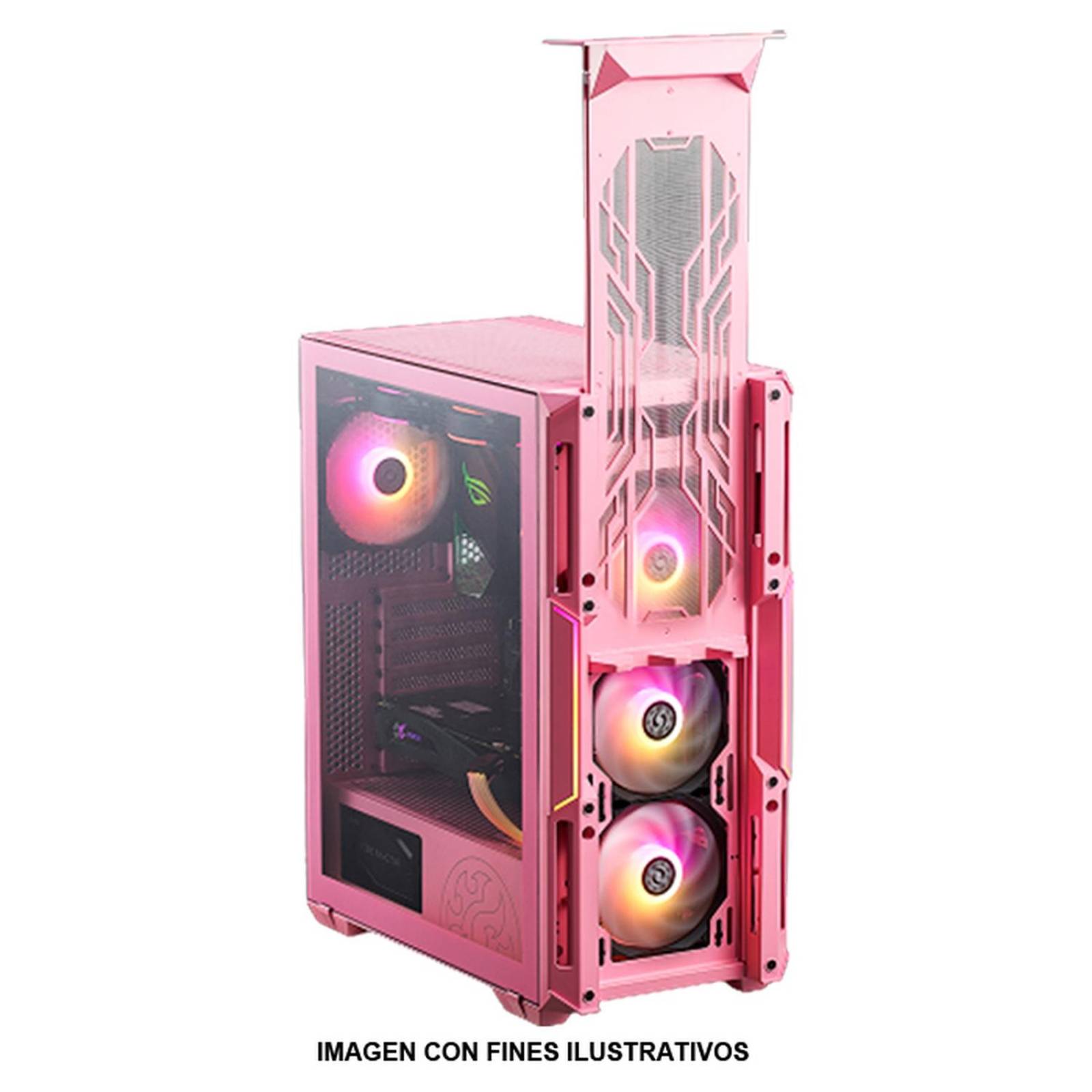 Gabinete Gamer XPG STARKER AIR ATX Media Torre 2 FAN Cristal Templado ARGB Rosa STARKERAIR-PKCUS 