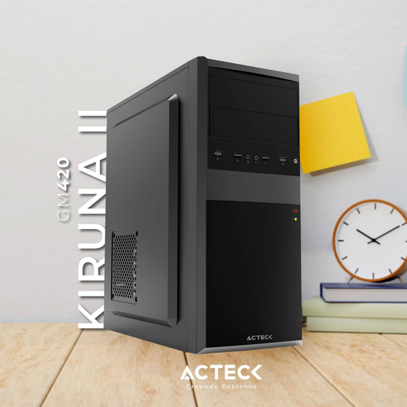 Gabinete ACTECK KIRUNA II GM420 ATX Media Torre Fuente 500W Metal Negro AC-935685