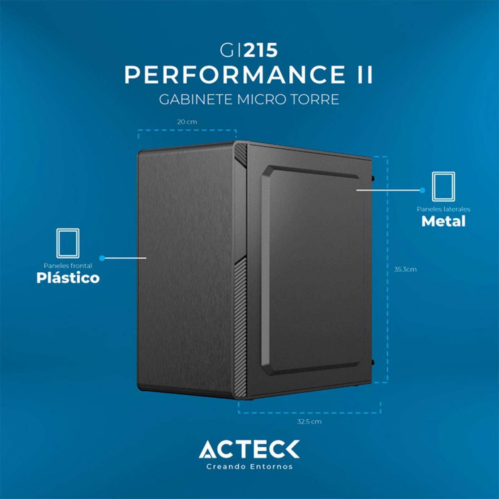 Gabinete ACTECK PERFORMANCE II GI215 Micro ATX Mini Torre Fuente 500W Metal Negro AC-935777