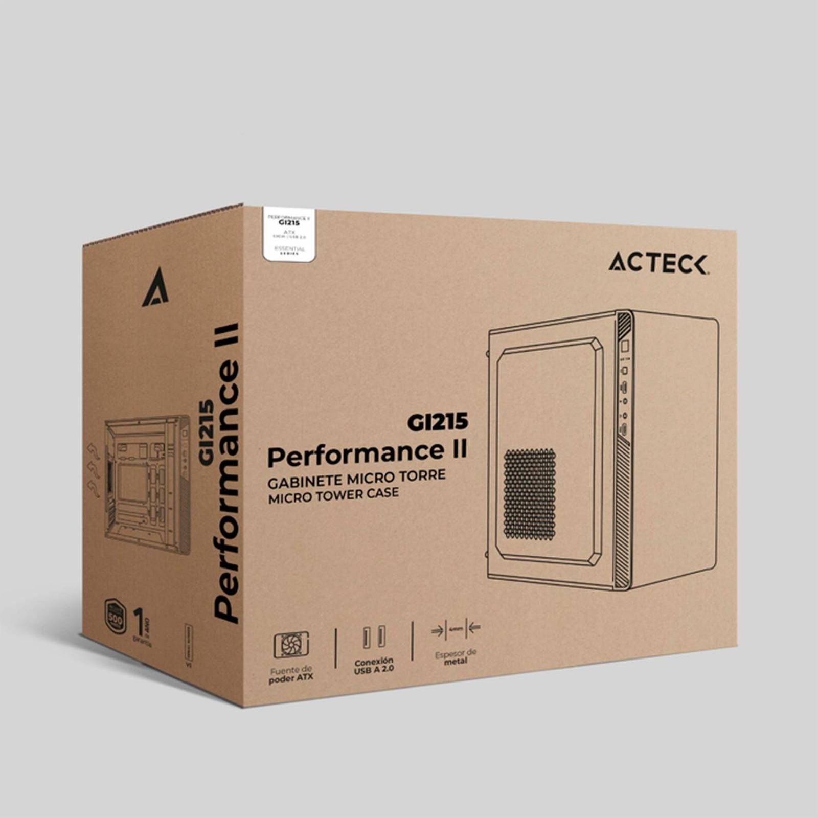 Gabinete ACTECK PERFORMANCE II GI215 Micro ATX Mini Torre Fuente 500W Metal Negro AC-935777