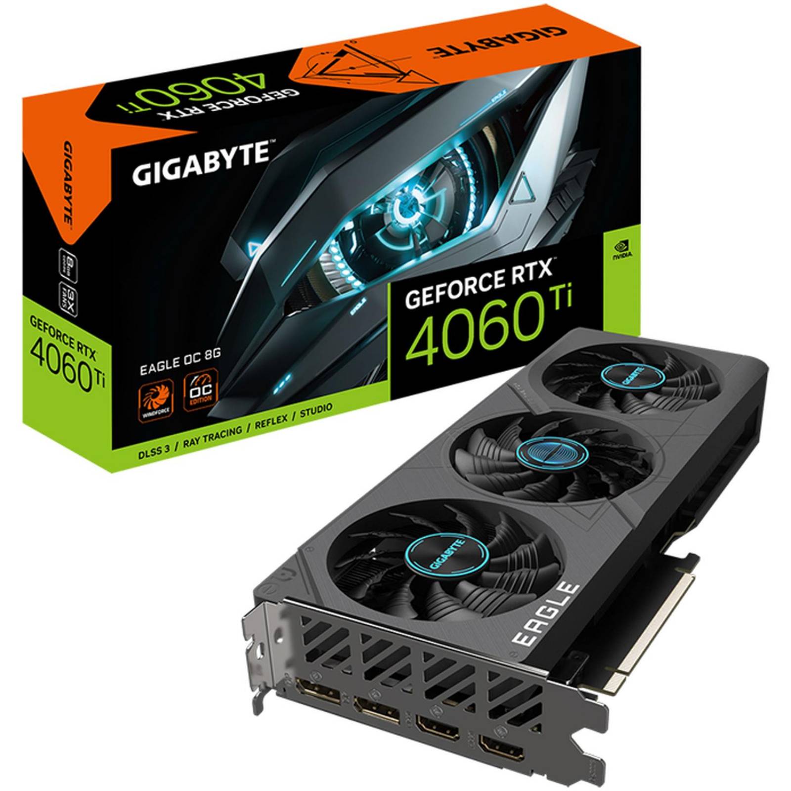 Tarjeta de Video GIGABYTE GeForce RTX 4060 Ti EAGLE OC 8G GDDR6 GV-N406TEAGLE OC-8GD 