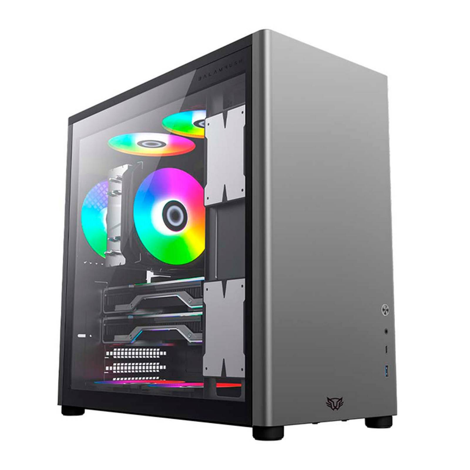 Gabinete Gamer BALAM RUSH ERIS SPECIAL GM985 ATX Media Torre Cristal templado USB-C Gris BR-935654 