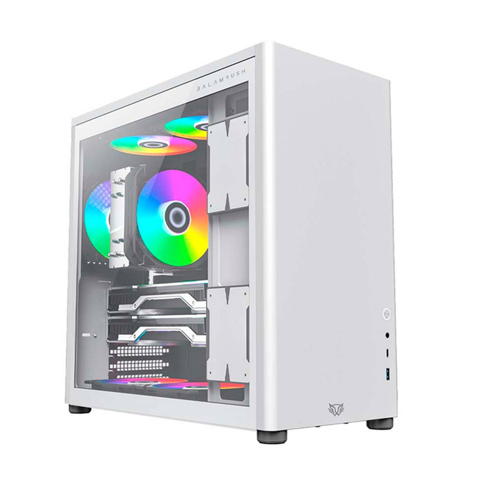 Gabinete Gamer BALAM RUSH ERIS FROST GM985 ATX Media Torre Cristal templado USB-C Blanco BR-935678