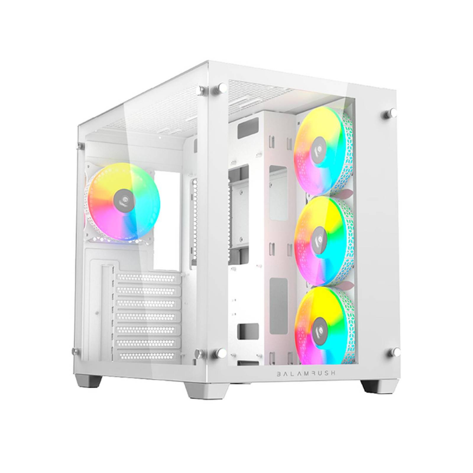 Gabinete Gamer BALAM RUSH TANK PRO GM930 ATX Media Torre 4 Fan RGB USB 3.0 Blanco BR-935951 