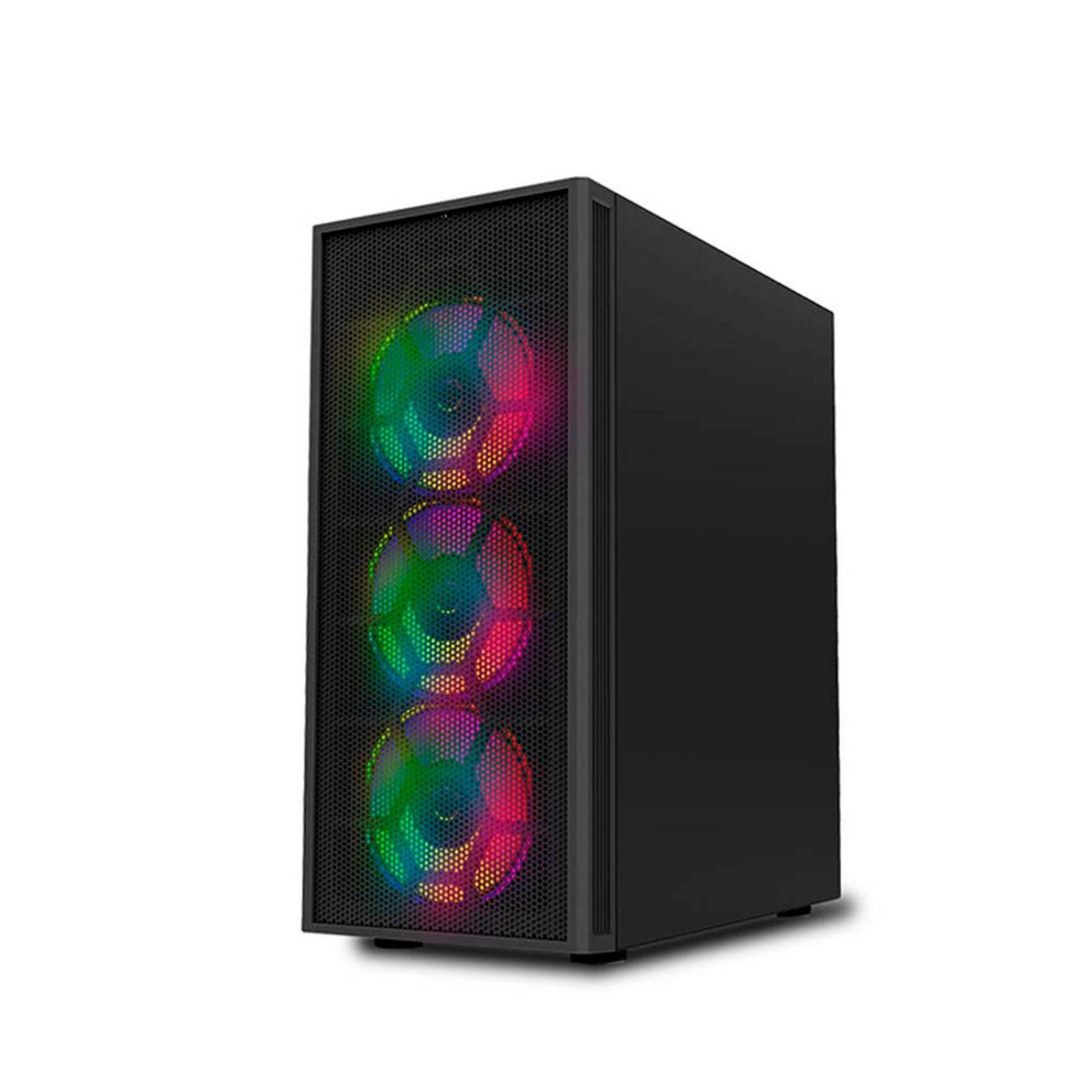 Gabinete Gamer BALAM RUSH DRAGONFLY II MESH GM740 ATX Media Torre 4 Fan RGB Cristal TempladoUSB 3.0 Negro BR-935982 
