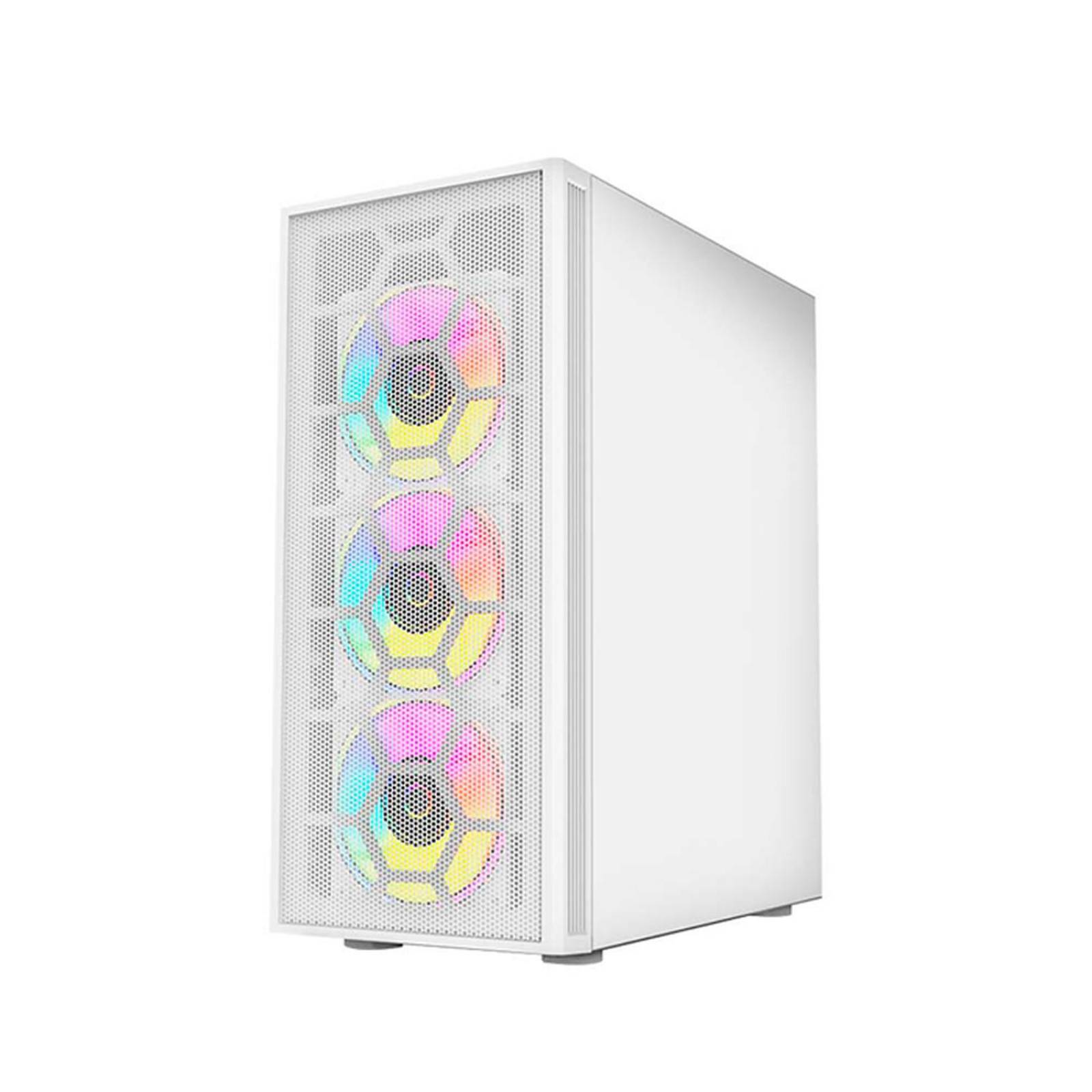 Gabinete Gamer BALAM RUSH DRAGONFLY II MESH GM740 ATX Media Torre 4 Fan RGB Cristal Templado USB 3.0 Blanco BR-935999
