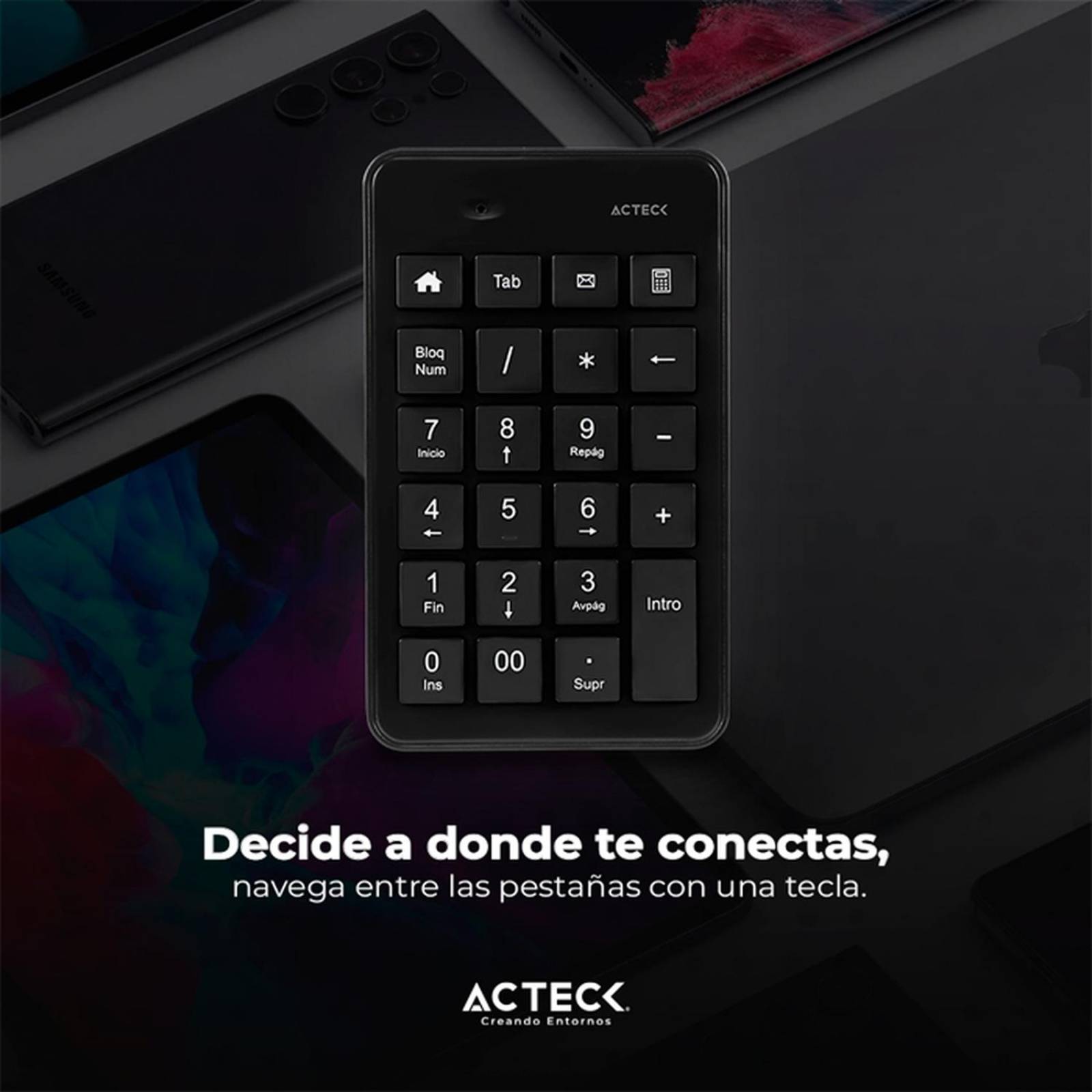 Teclado Numerico ACTECK Inspire PAD TN450 Inalambrico USB 2.4Ghz Negro AC-934176 