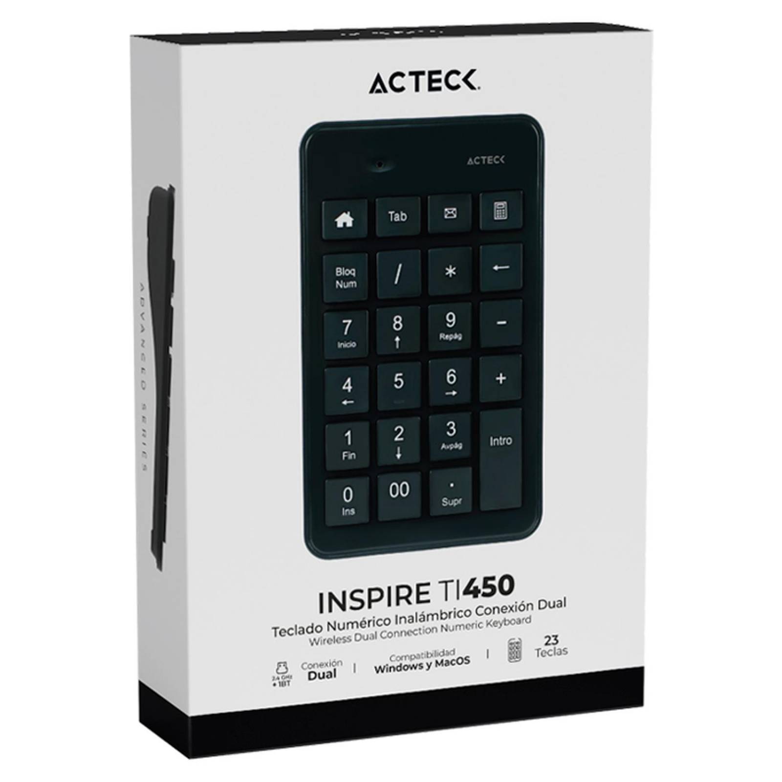 Teclado Numerico ACTECK Inspire PAD TN450 Inalambrico USB 2.4Ghz Negro AC-934176 