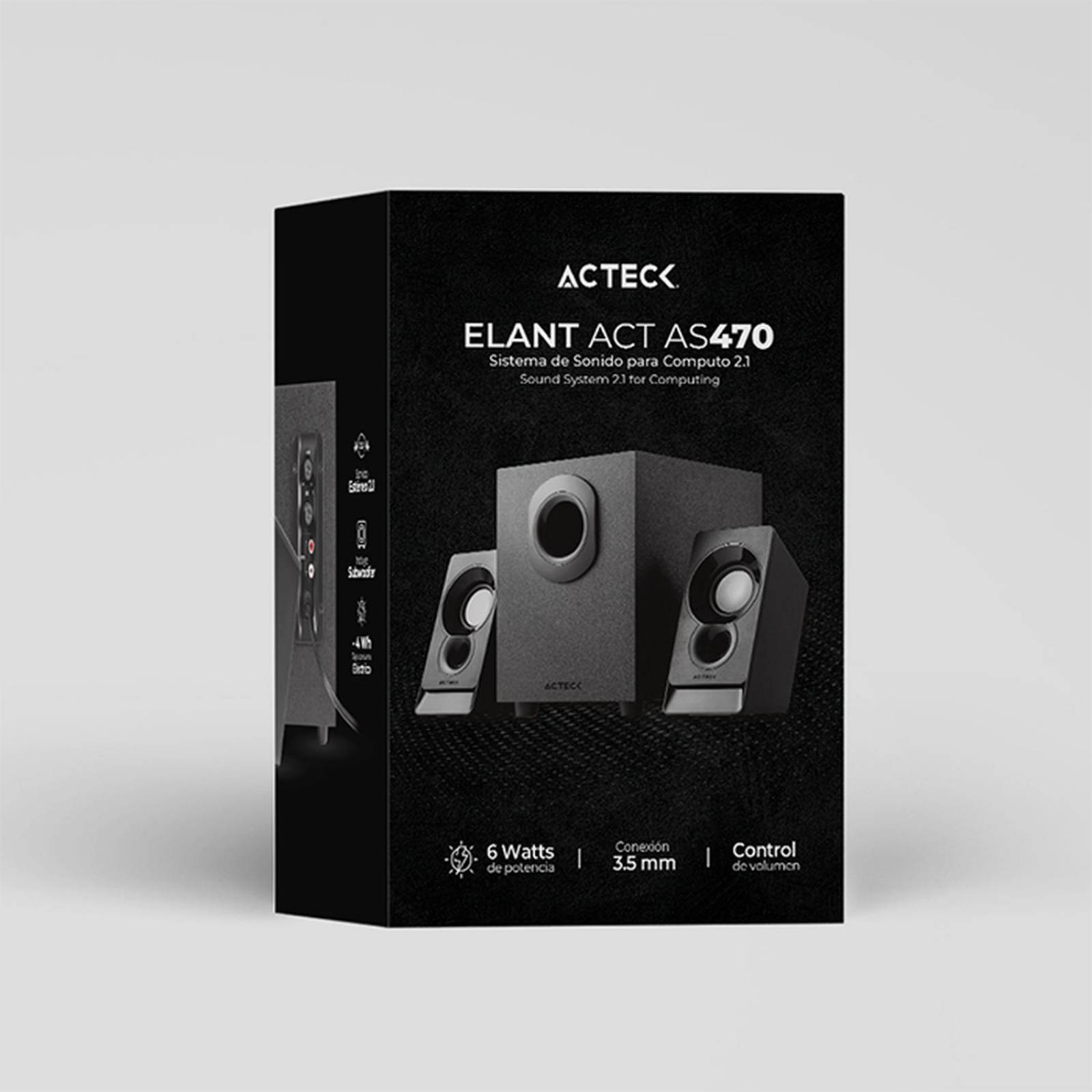 Bocinas ACTECK ELANT ACT AS470 Alambrico Sonido Esteréo 2.1 Subwoofer 3.5mm Negro AC-935241 