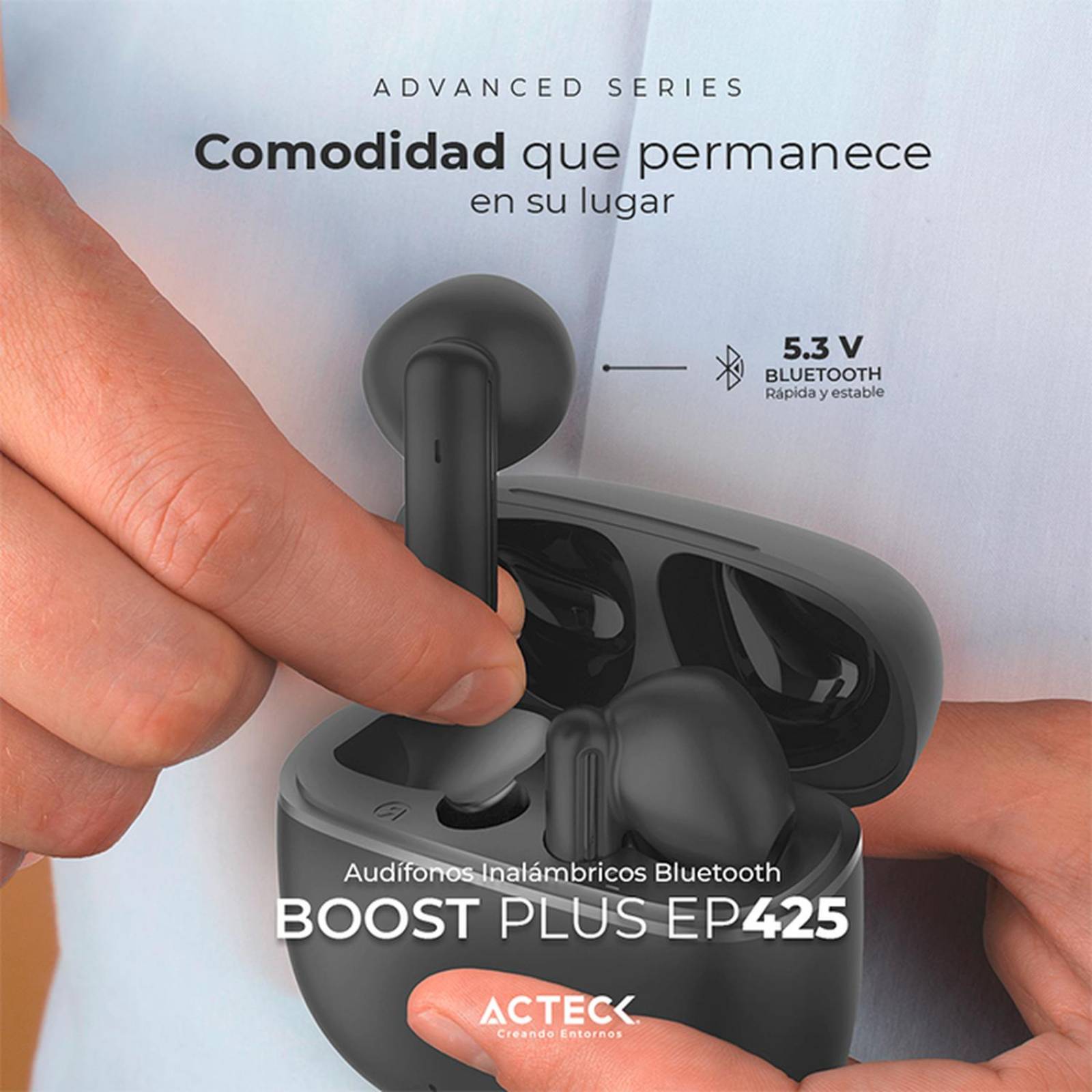 Audifonos ACTECK BOOST PLUS EP425 Inalambricos Bluetooth Negro AC-935104 