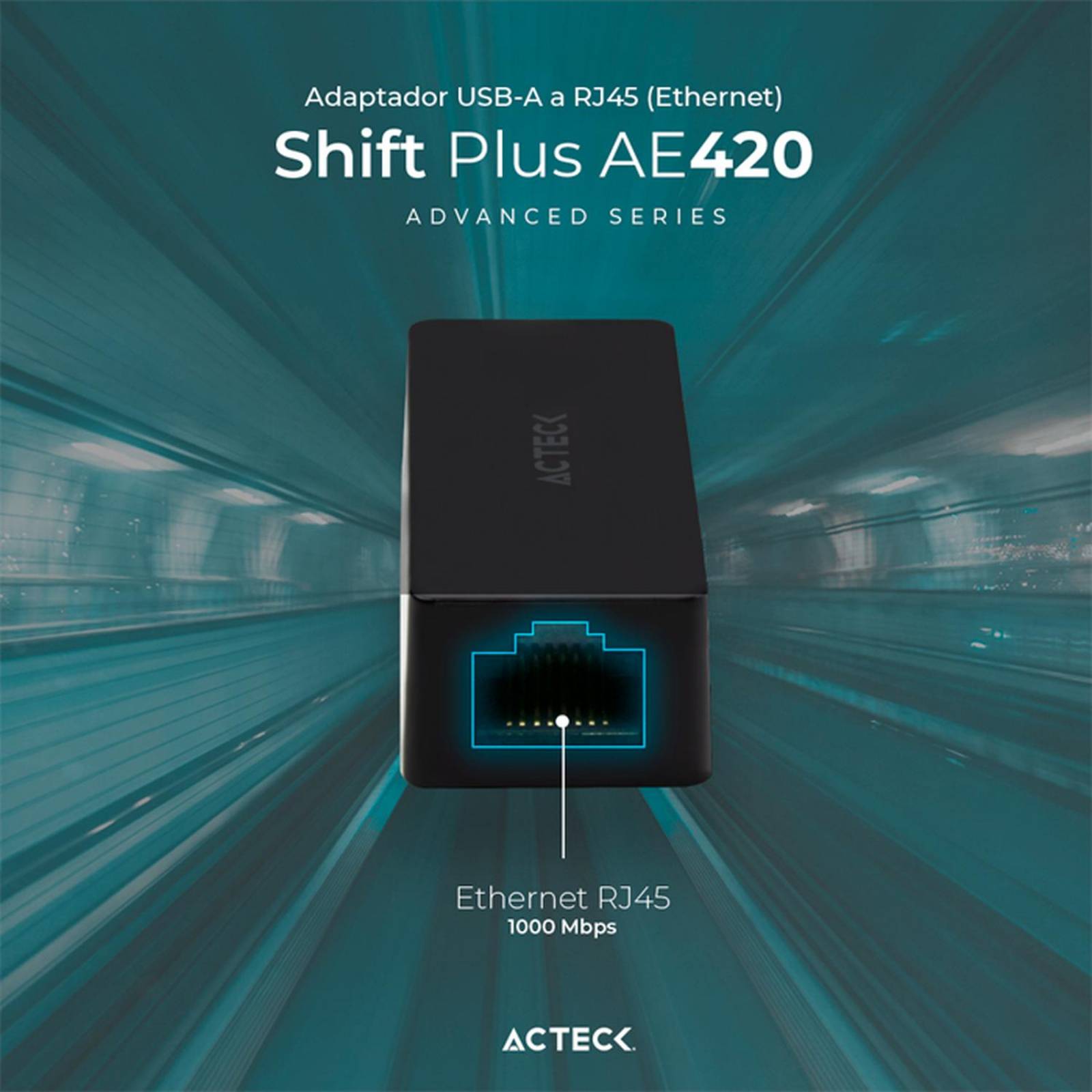 Adaptador Convertidor ACTECK SHIFT PLUS AE420 USB a Ethernet RJ45 Negro AC-934732