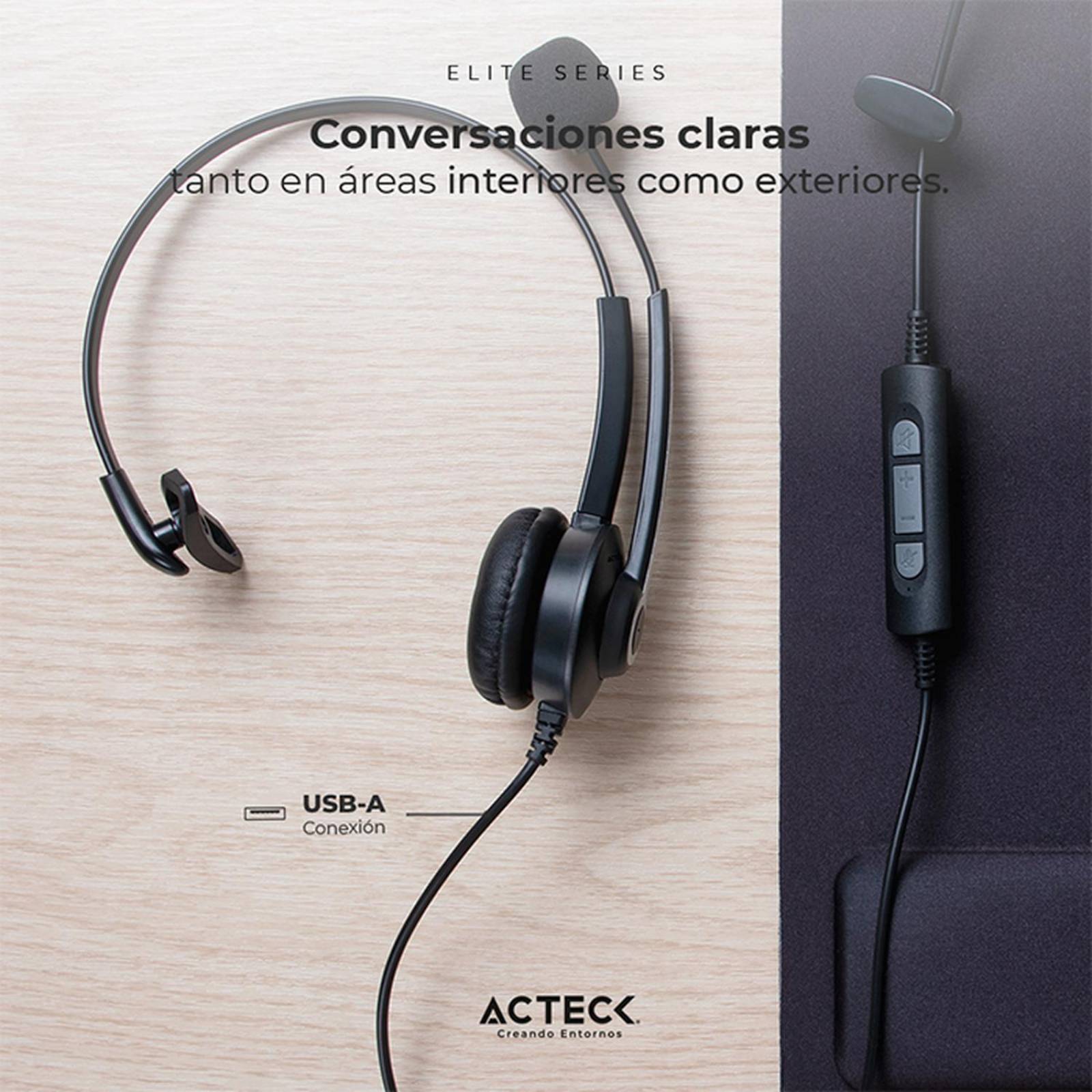 Audifono Diadema para Call Center ACTECK CENTRIC PRO HP620 Alambrico USB Negro AC-935326 