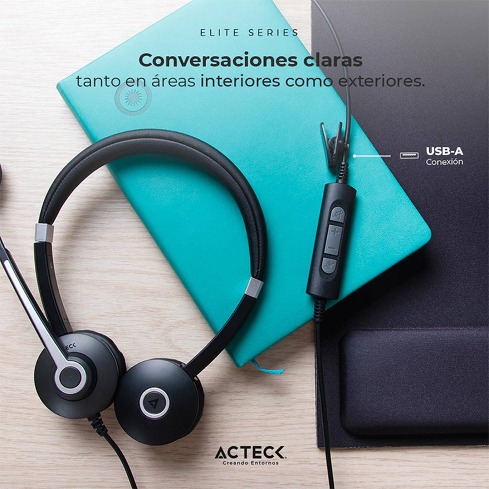 Audifono Diadema para Call Center ACTECK CENTRIC PRO HP640 Alambrico USB Negro AC-935319 