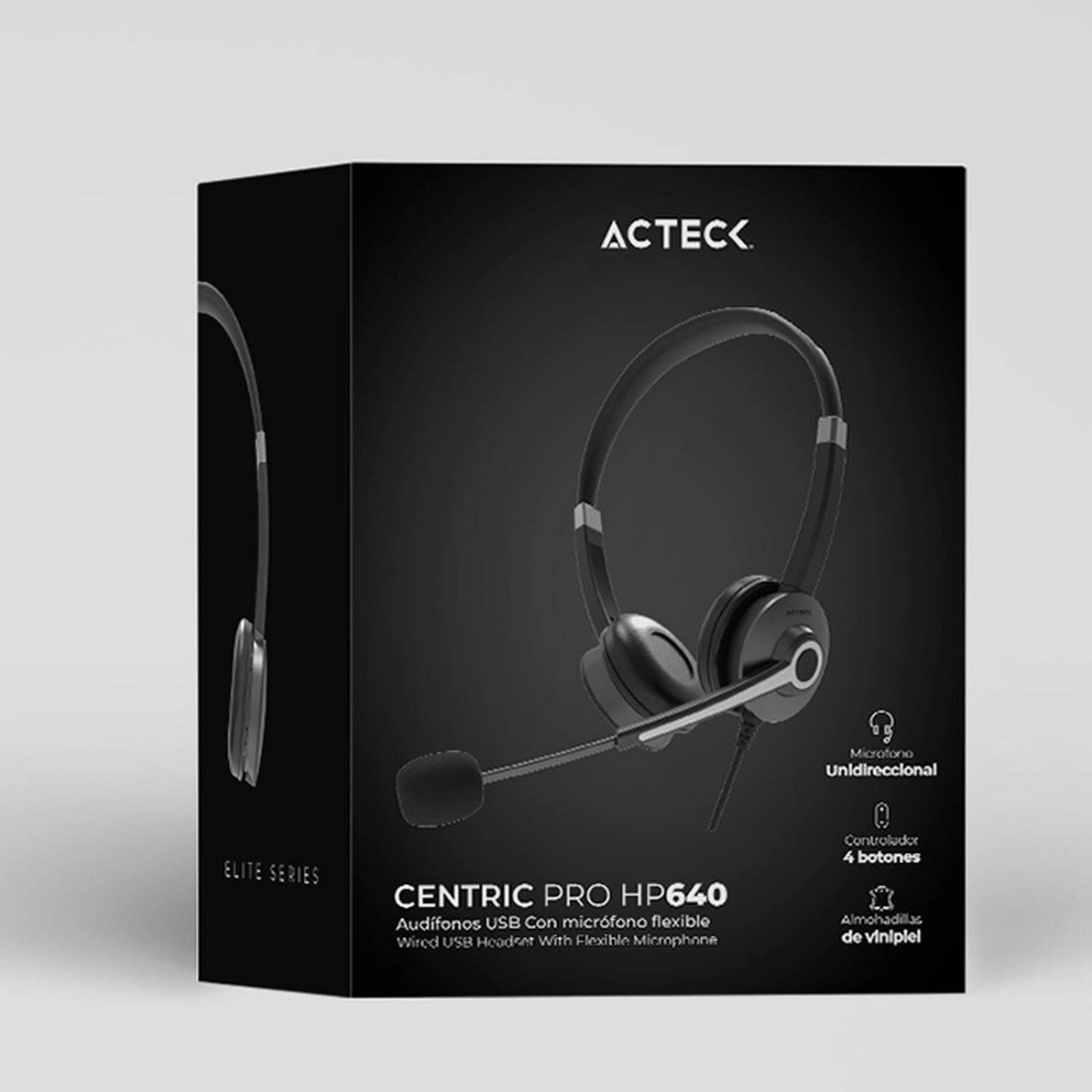 Audifono Diadema para Call Center ACTECK CENTRIC PRO HP640 Alambrico USB Negro AC-935319 
