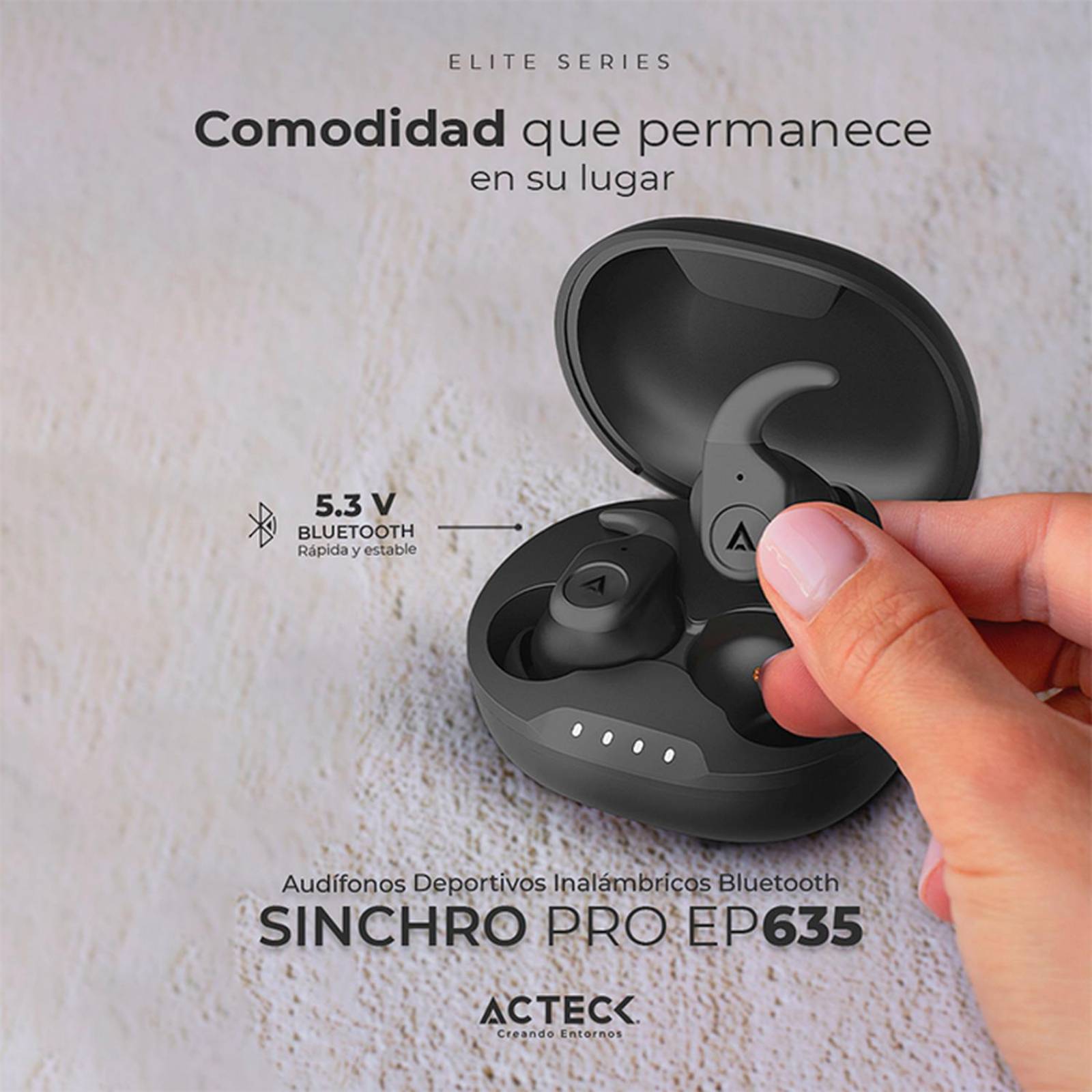 Audifonos Deportivos ACTECK SINCHRO PRO EP635 Inalambricos Negro AC-935098 