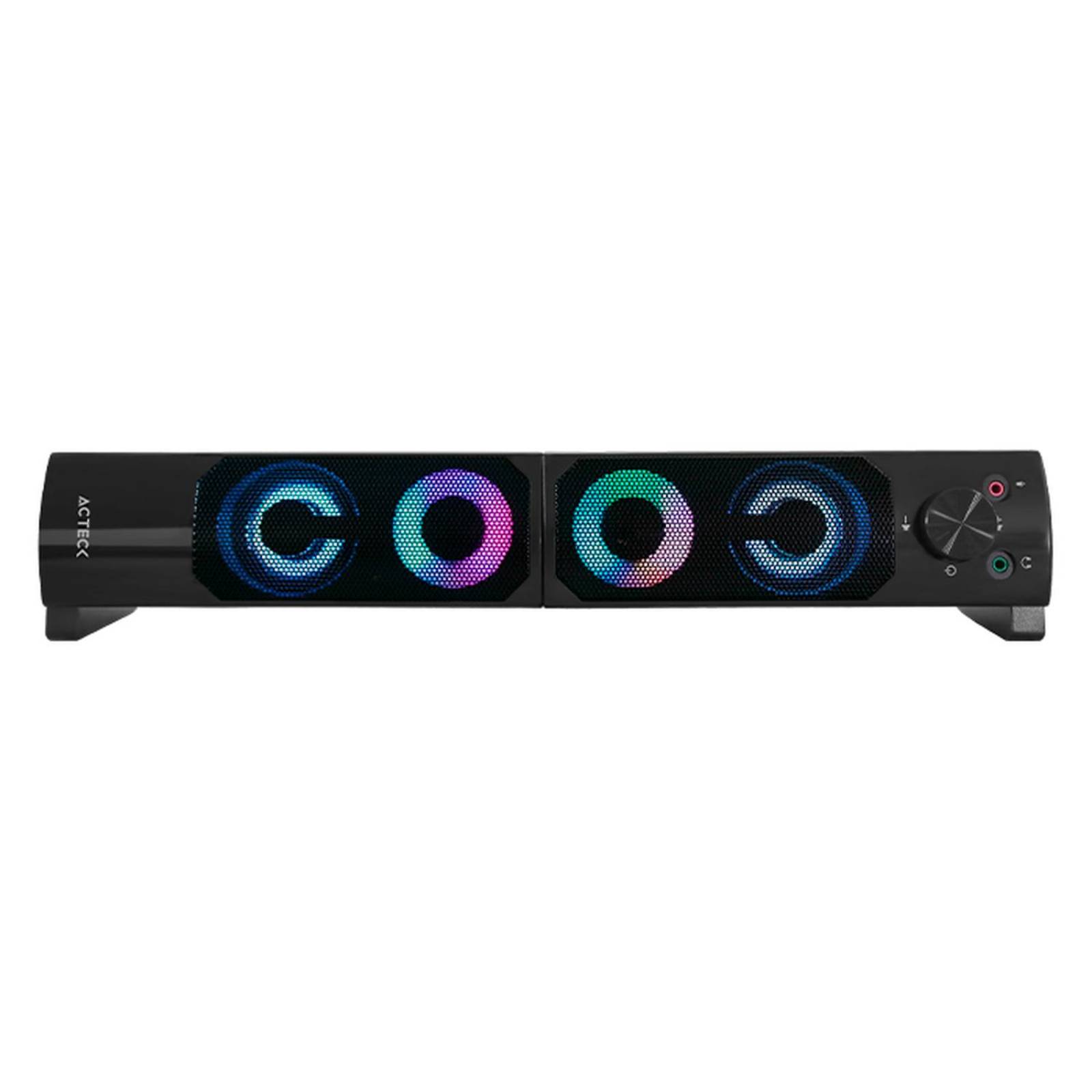 Bocinas ACTECK ELANT BRICK AS450 Alambrica USB 3.5mm Iluminacion Led Negro AC-935258 