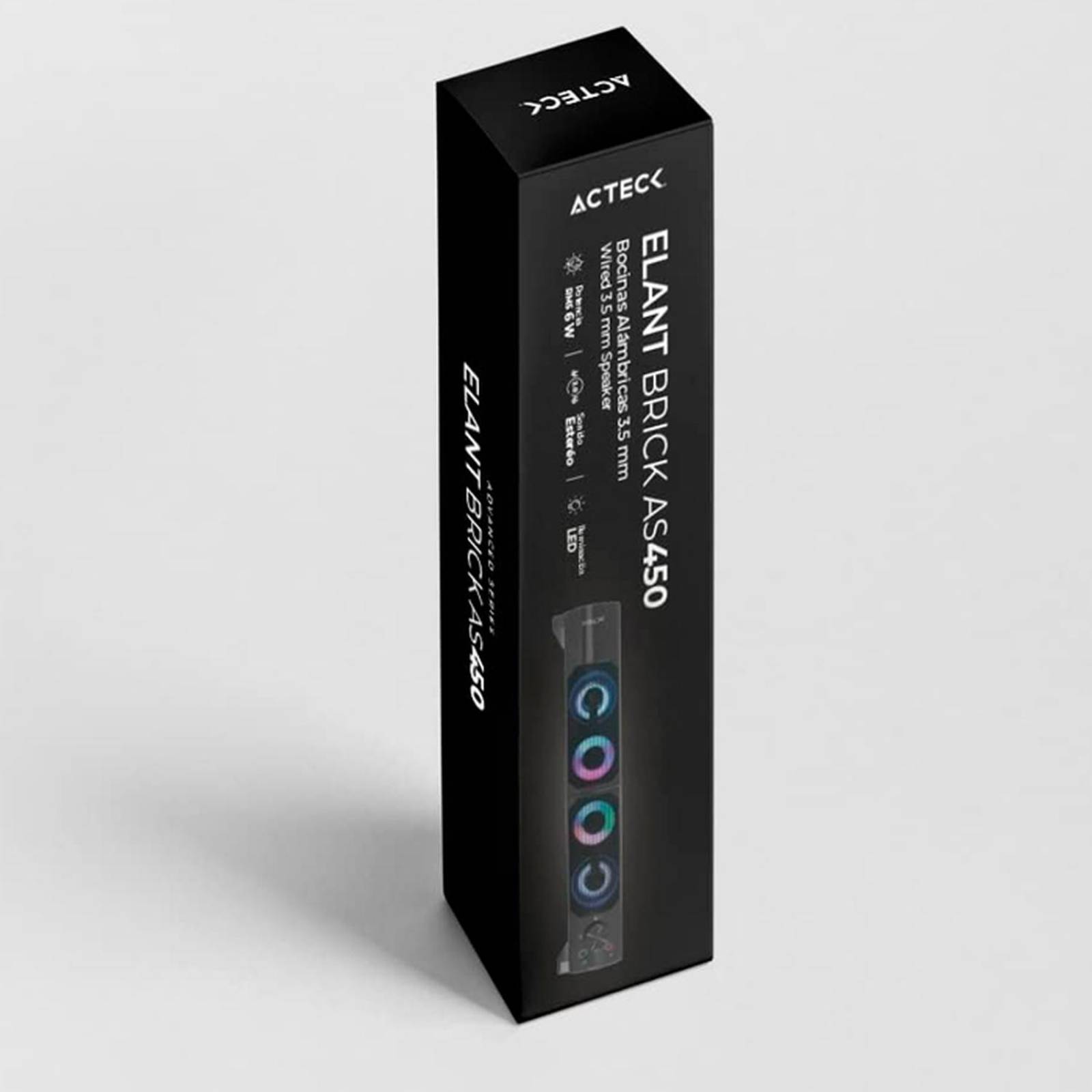 Bocinas ACTECK ELANT BRICK AS450 Alambrica USB 3.5mm Iluminacion Led Negro AC-935258 