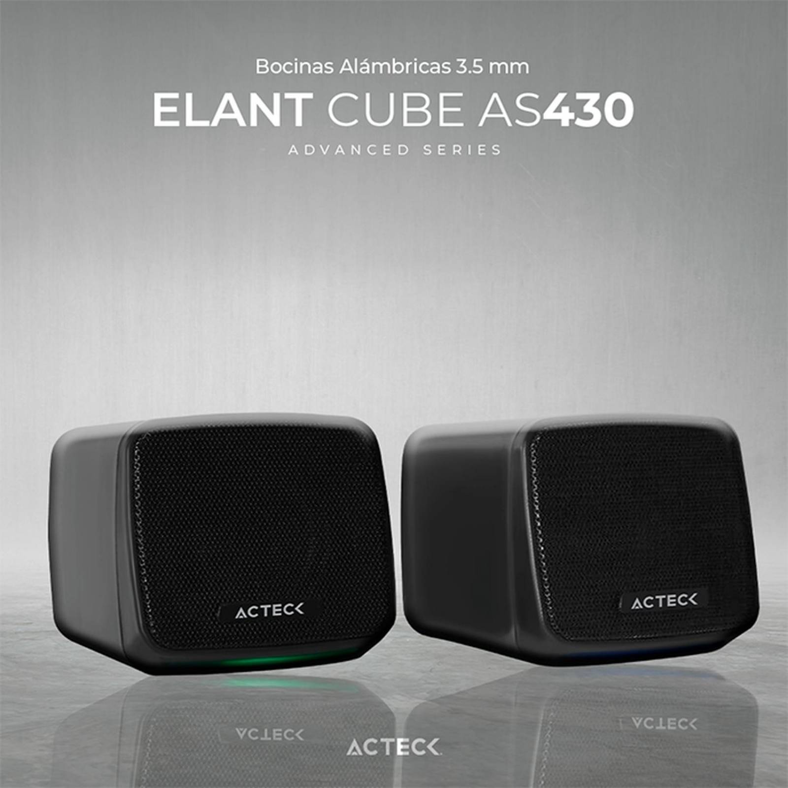 Bocinas ACTECK ELANT CUBE AS430 Alambrica USB 3.5mm Sonido Estereo 2.0 Negro AC-935265 