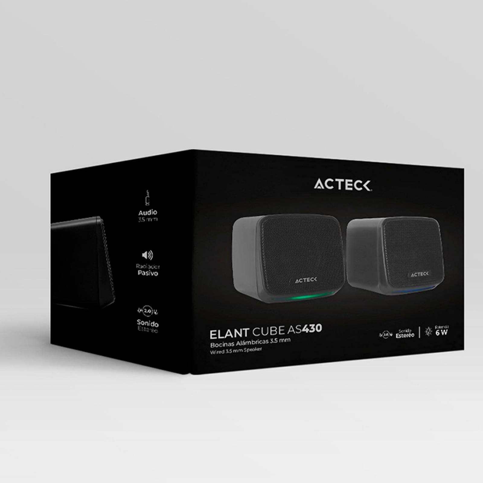 Bocinas ACTECK ELANT CUBE AS430 Alambrica USB 3.5mm Sonido Estereo 2.0 Negro AC-935265 