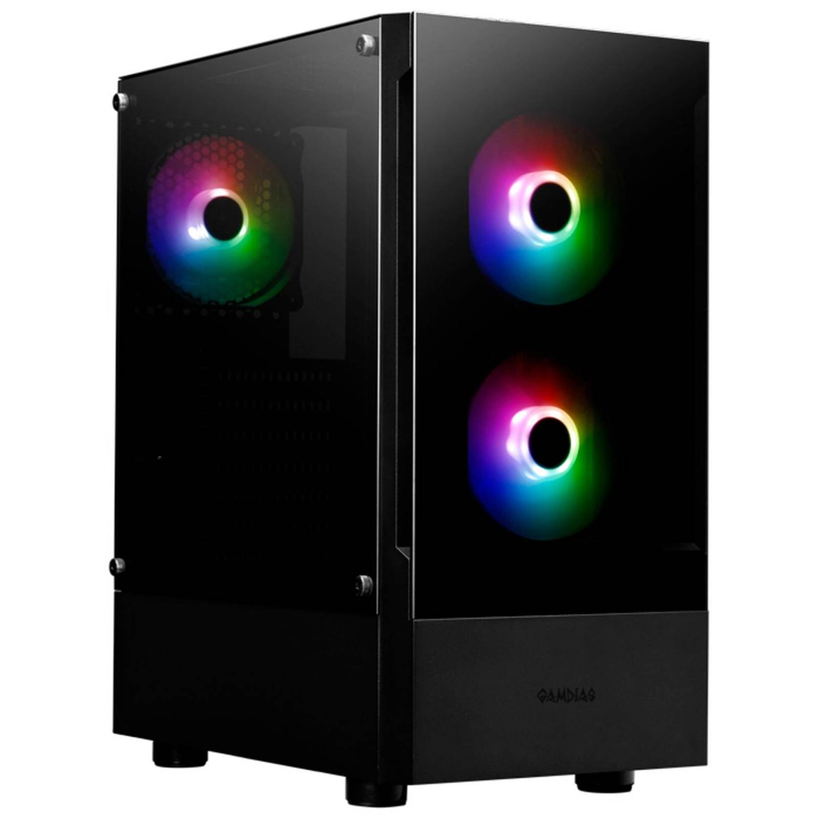 Gabinete Gamer GAMDIAS TALOS E3 ATX 3 Fan Cristal templado 