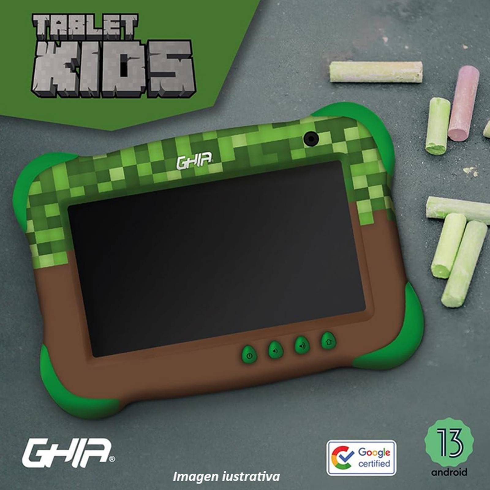 Tablet 7 Pulgadas GHIA Kids 2GB 32GB WiFi Android 13 GK133M2 Minecraft 
