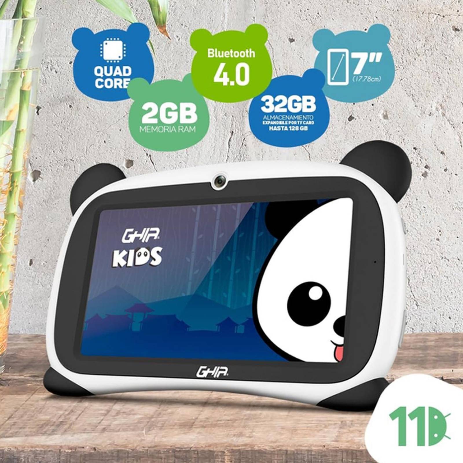 Tablet 7 Pulgadas GHIA Kids 2GB 32GB WiFi Android 11 GPND133A2 Panda