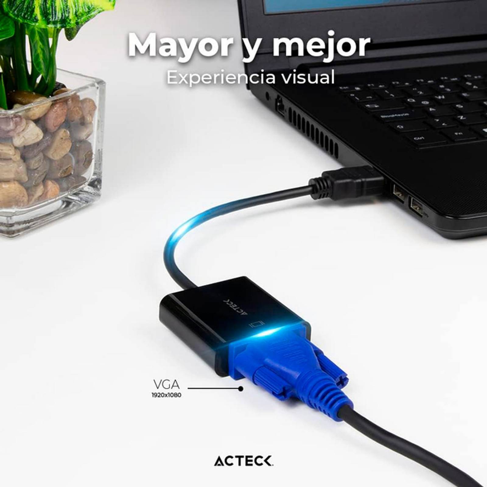 Adaptador Convertidor ACTECK SHIFT PLUS AV400 HDMI a VGA Negro AC-934756 