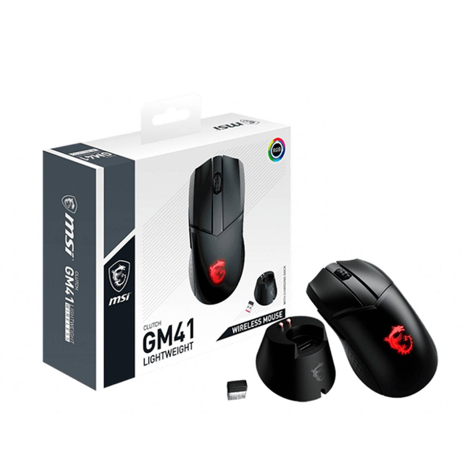 Mouse Gamer MSI CLUTCH GM41 LIGHTWEIGHT WIRELESS 6 Botones 20000DPI RGB 