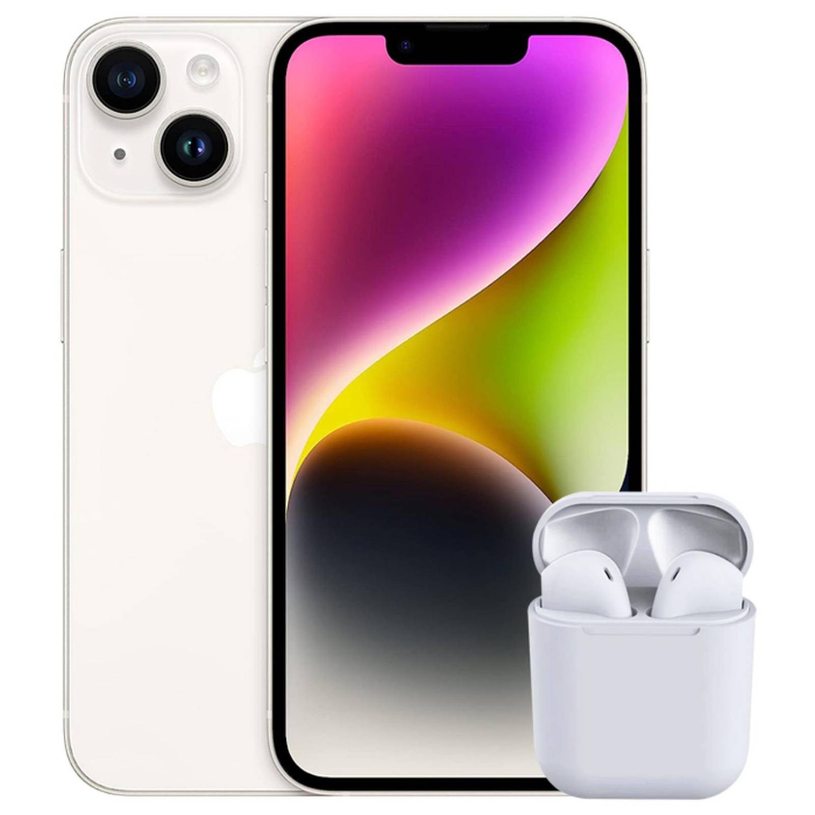 iPhone 14 APPLE 6GB 256GB 6.1 OLED 12MP Dual SIM iOS 16 Blanco + Audífonos 