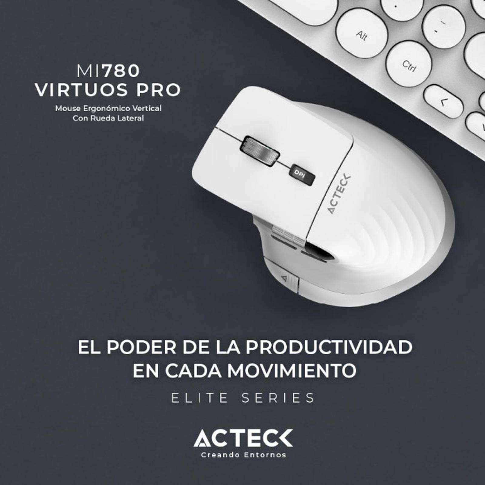Mouse Ergonomico ACTECK VIRTUOS PRO MI780 3000dpi Inalambrico 8 botones Blanco AC-936194 