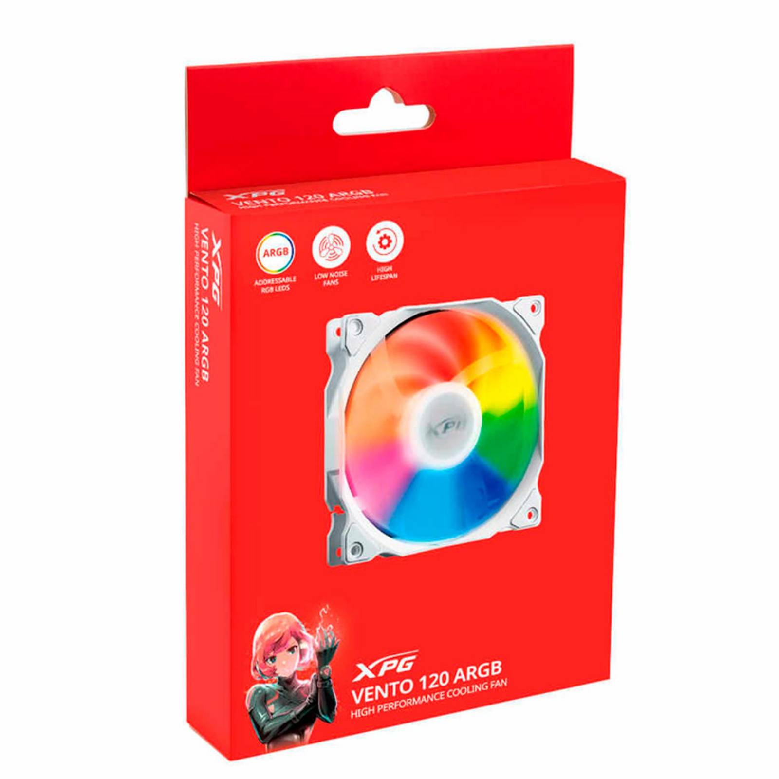 Ventilador PC XPG VENTO 120mm ARGB 3 pines 1200RPM Blanco VENTO120ARGB-WHCWW 
