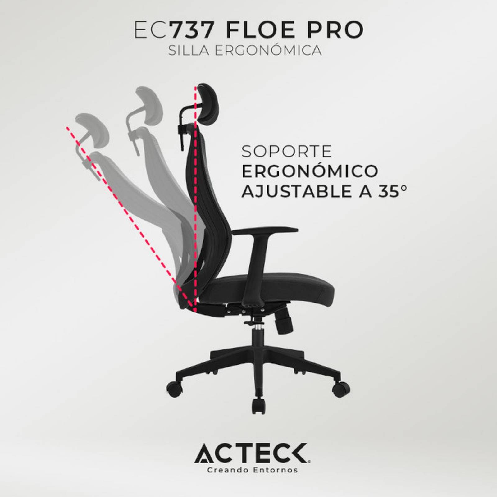 Silla Ejecutiva ACTECK FLOE PRO EC737 Ergonomica con Reposabrazos Negro AC-937238