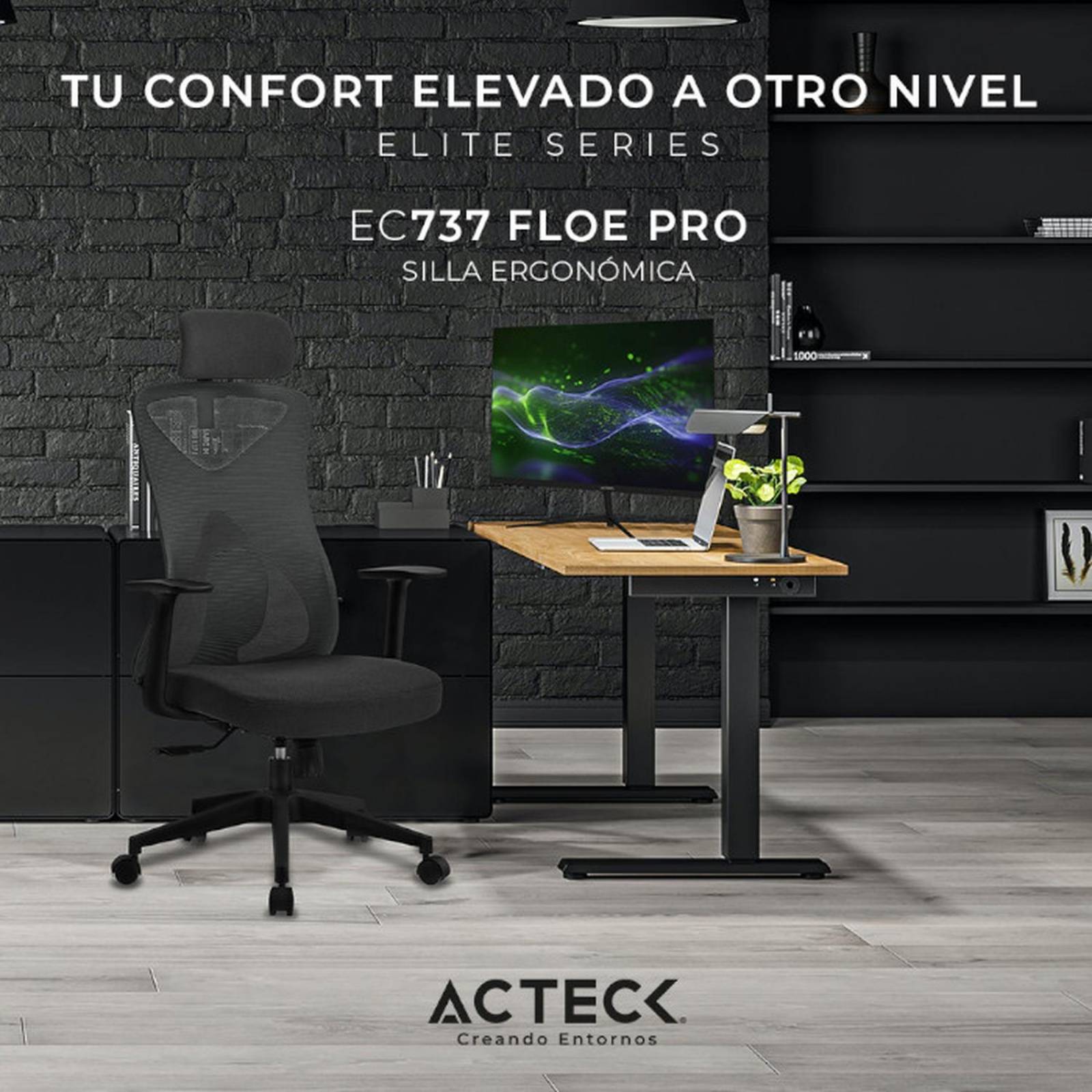 Silla Ejecutiva ACTECK FLOE PRO EC737 Ergonomica con Reposabrazos Negro AC-937238