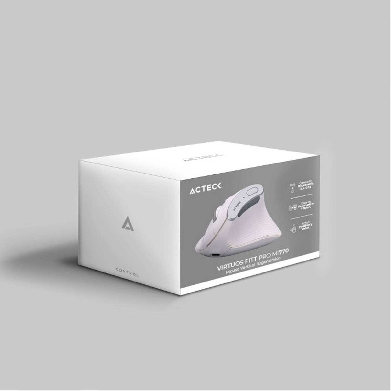 Mouse Ergonomico ACTECK VIRTUOS FITT PRO MI770 1600dpi Inalambrico 8 botones Blanco AC-936217 