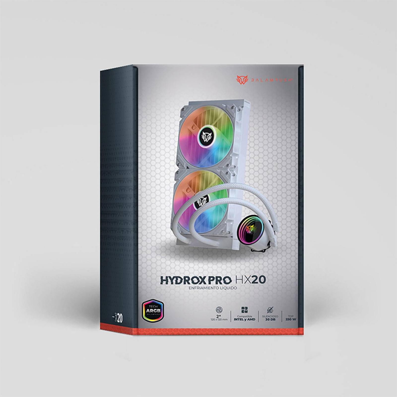 Enfriamiento Liquido BALAM RUSH HYDROX PRO HX20 240mm ARGB 4 pines LGA 1700 AM5 Blanco BR-937375 