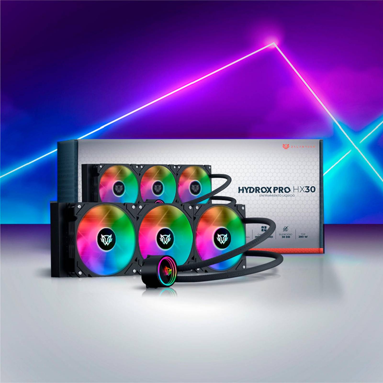 Enfriamiento Liquido BALAM RUSH HYDROX PRO HX30 360mm ARGB 4 pines LGA 1700 AM5 Negro BR-937344