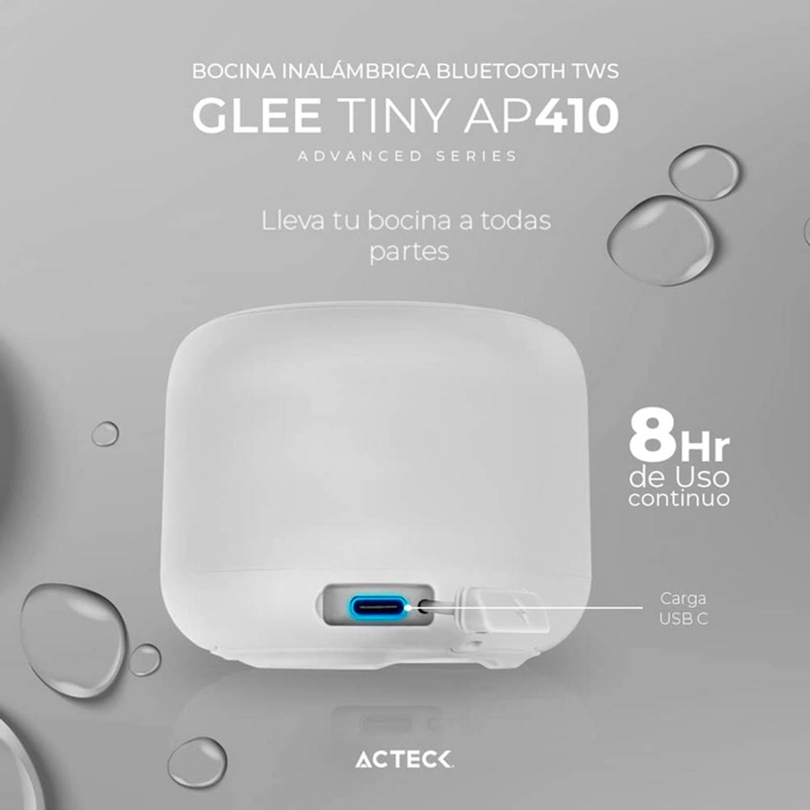 Bocina Portatil ACTECK GLEE TINY AP410 Inalambrica Resistente al agua Tws Blanco AC-935074