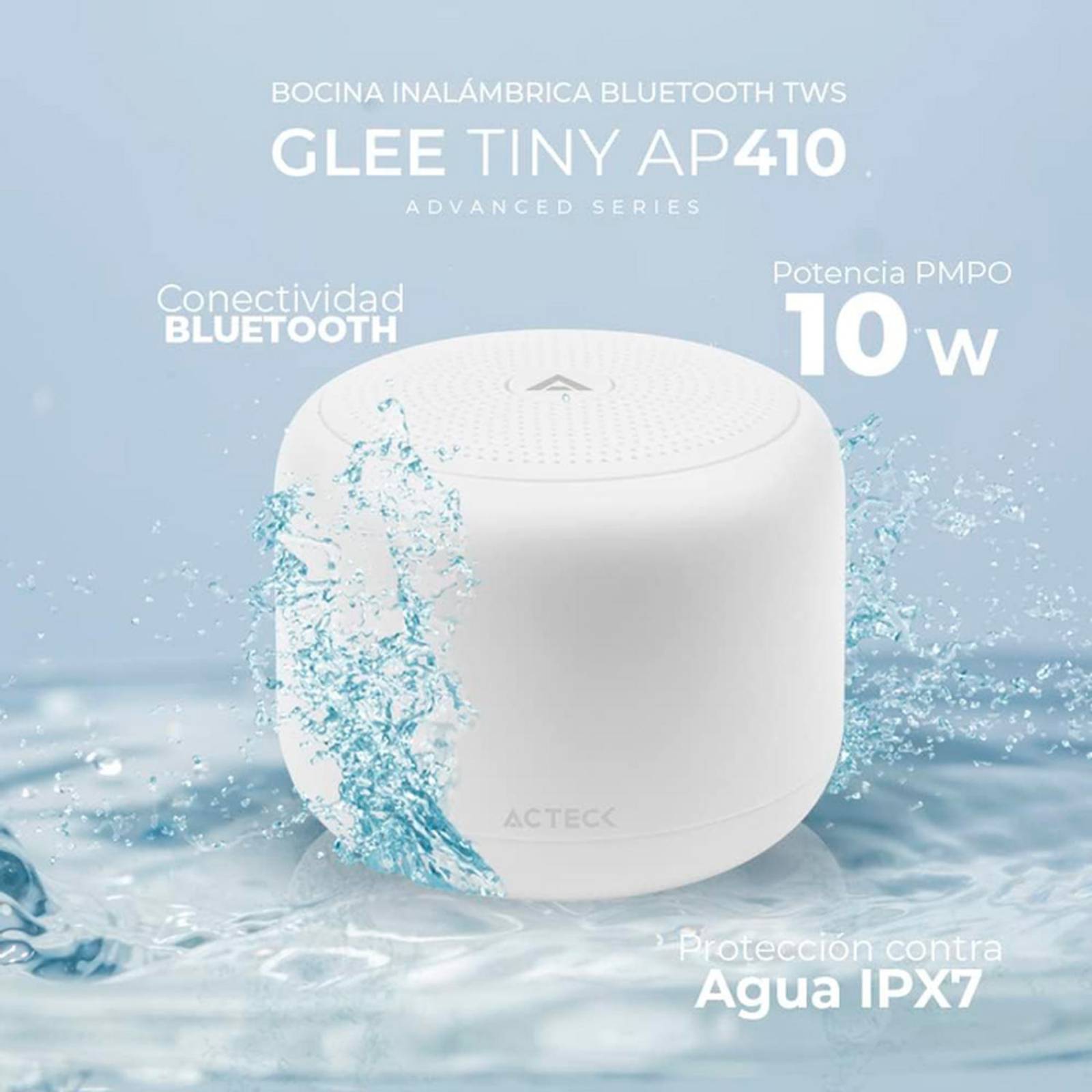 Bocina Portatil ACTECK GLEE TINY AP410 Inalambrica Resistente al agua Tws Blanco AC-935074