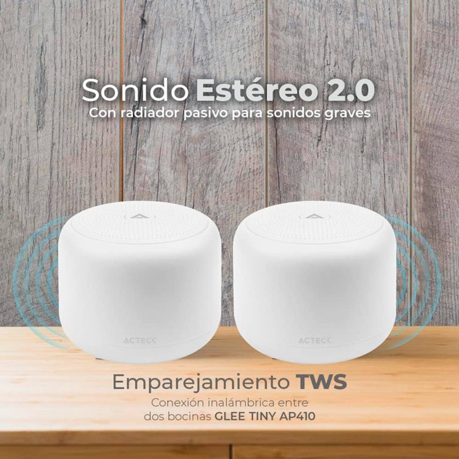 Bocina Portatil ACTECK GLEE TINY AP410 Inalambrica Resistente al agua Tws Blanco AC-935074