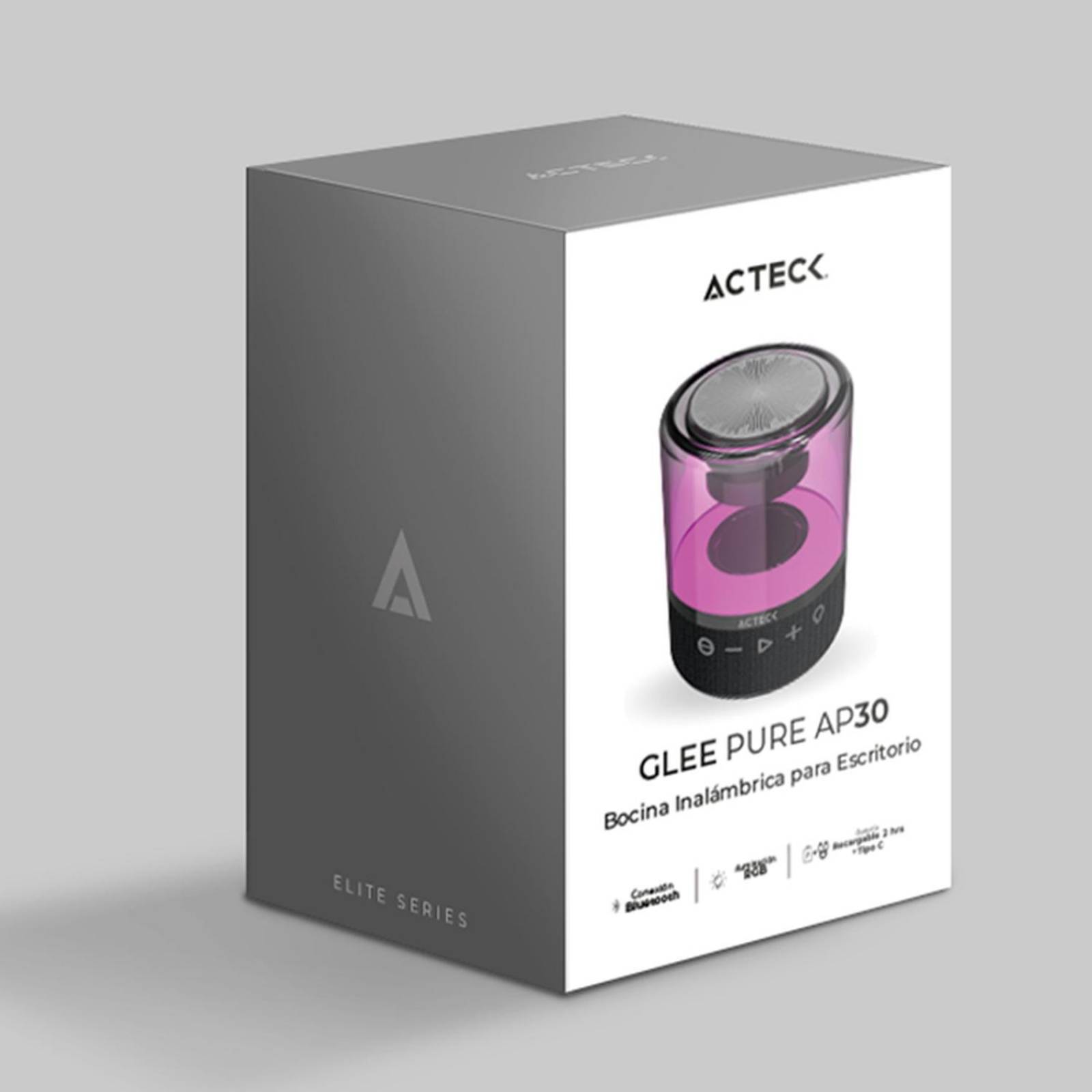 Bocina Portatil ACTECK GLEE PURE AP30 Inalambrica Luz LED Tws Negro AC-936422 