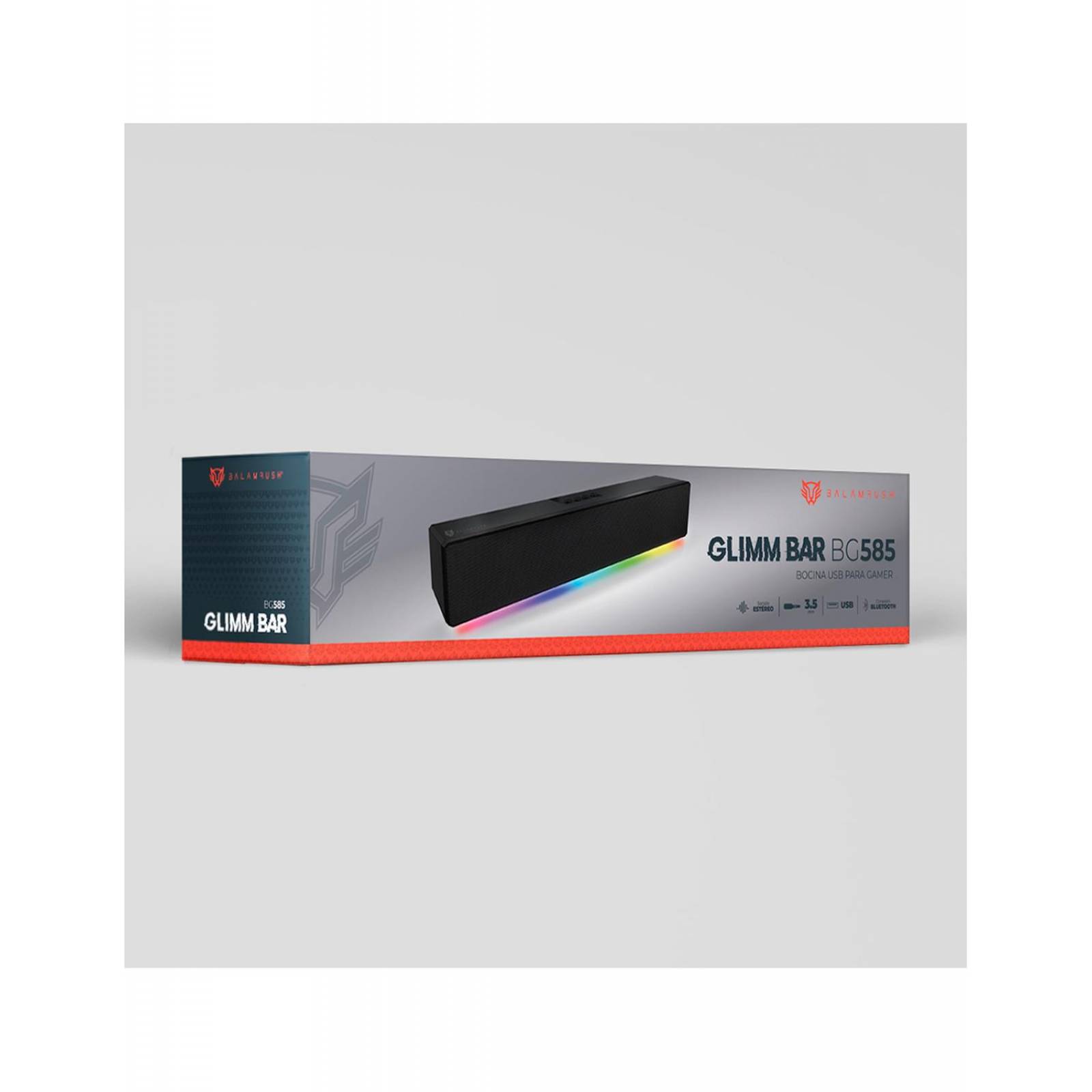 Bocina Gamer BALAM RUSH GLIMM BAR BG585 LED Bluetooth 3.5mm Negro BR-936958 