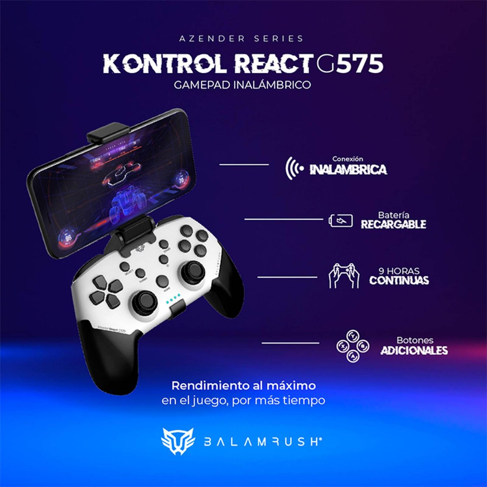 Gamepad BALAM RUSH KONTROL REACT G575 Inalambrico Pc Android PS3 PS4 BR-936927