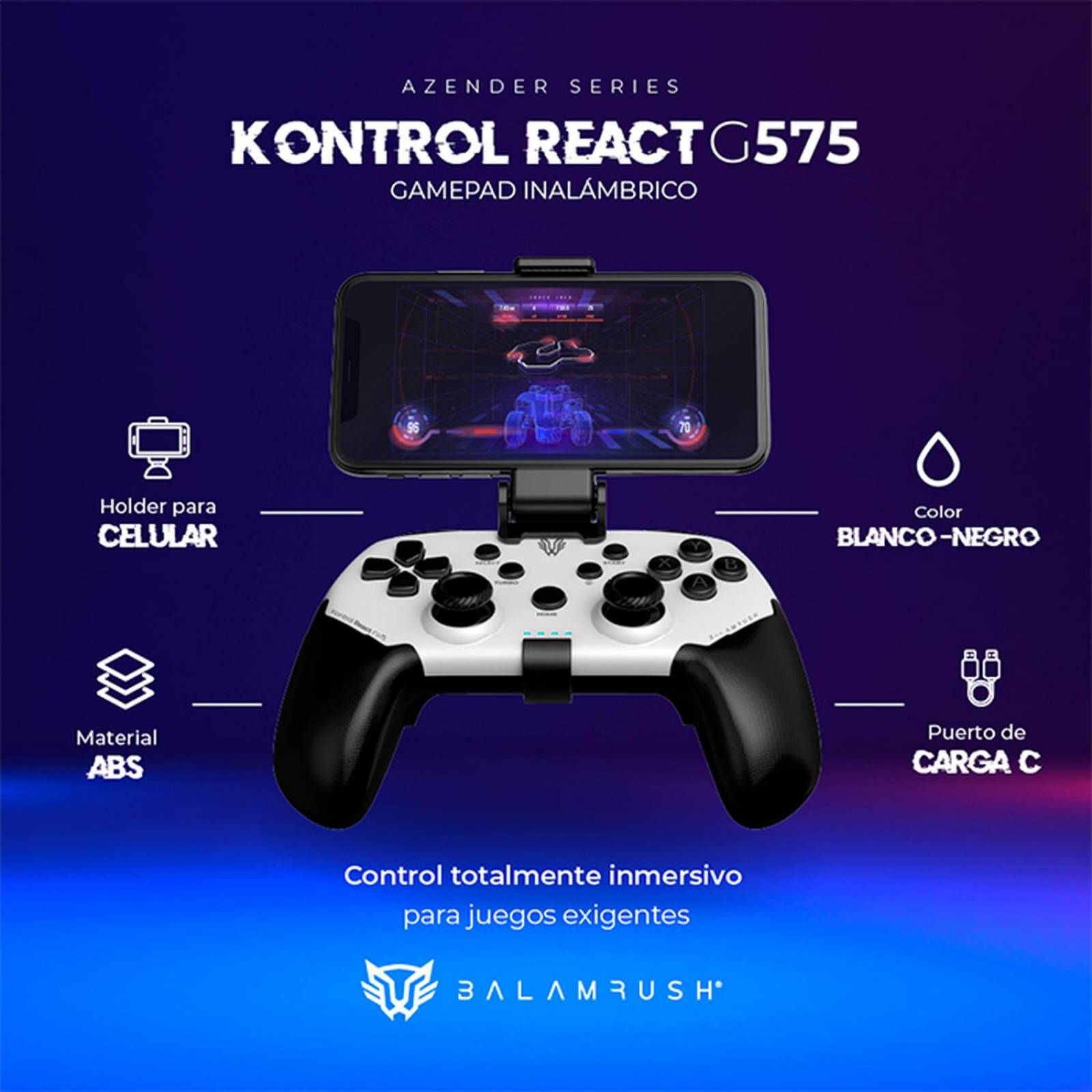 Gamepad BALAM RUSH KONTROL REACT G575 Inalambrico Pc Android PS3 PS4 BR-936927