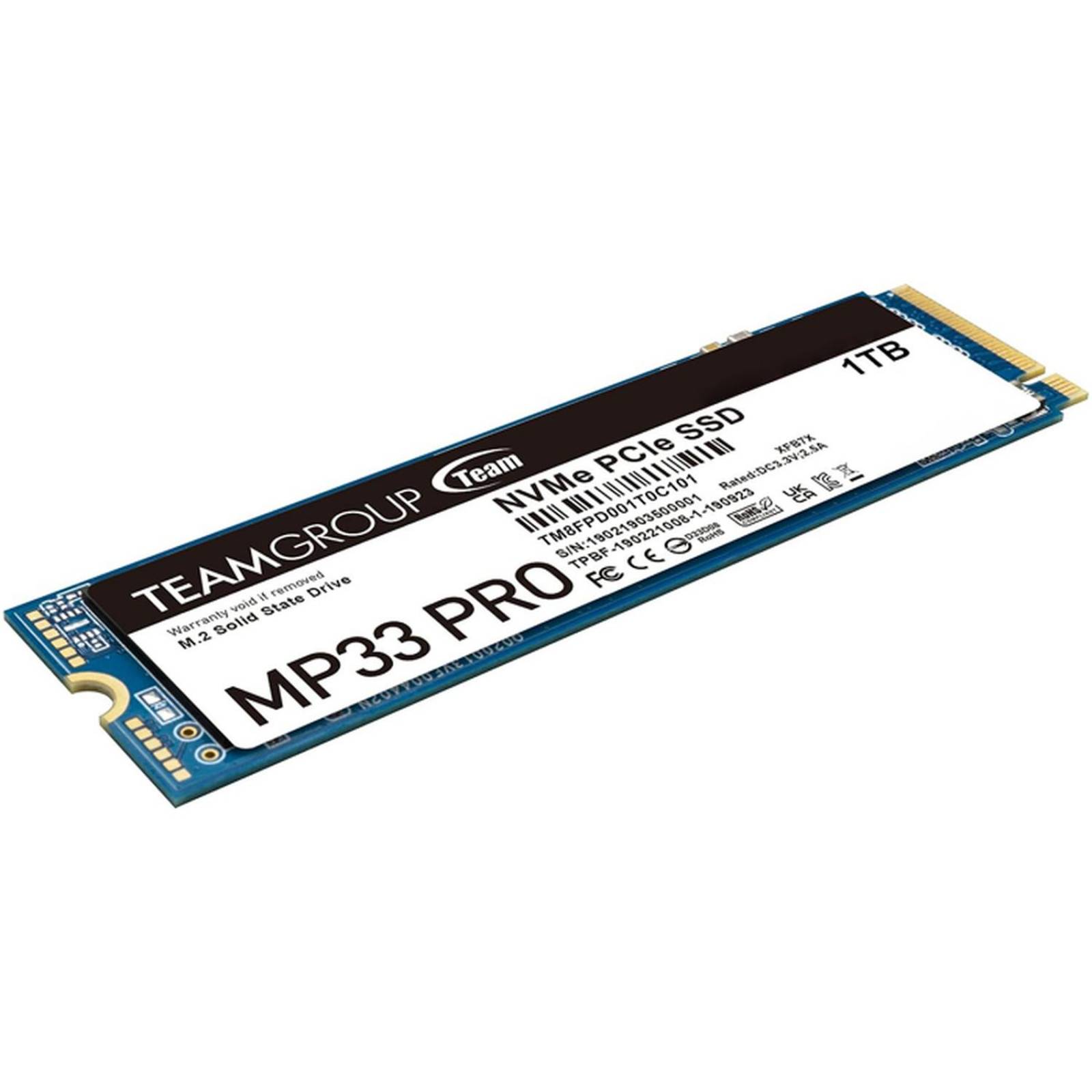 Unidad de Estado Solido SSD M.2 1TB TEAMGROUP MP33 PRO NVMe PCIe 3.0 2100/1700 MB/s TM8FPD001T0C101 