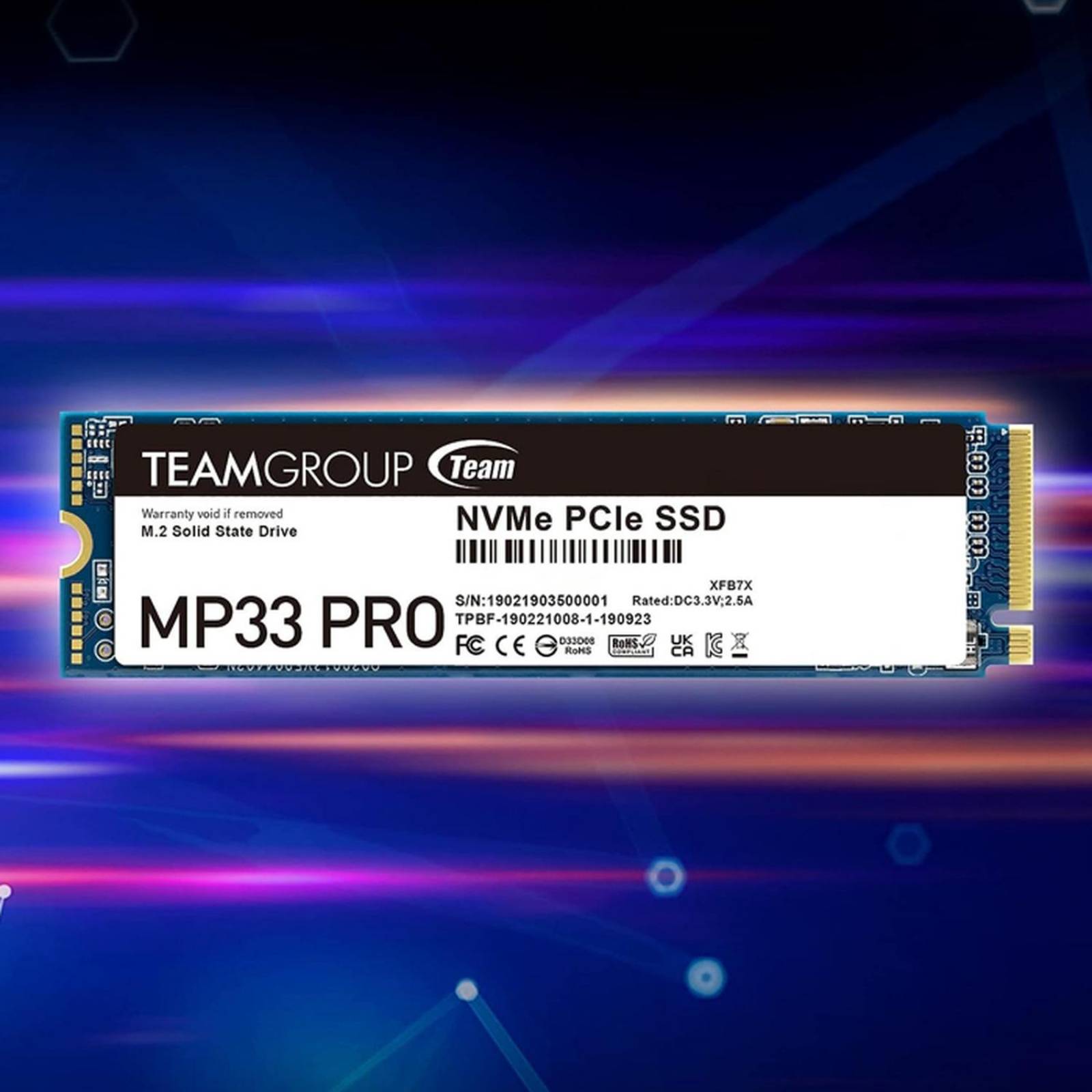 Unidad de Estado Solido SSD M.2 1TB TEAMGROUP MP33 PRO NVMe PCIe 3.0 2100/1700 MB/s TM8FPD001T0C101 