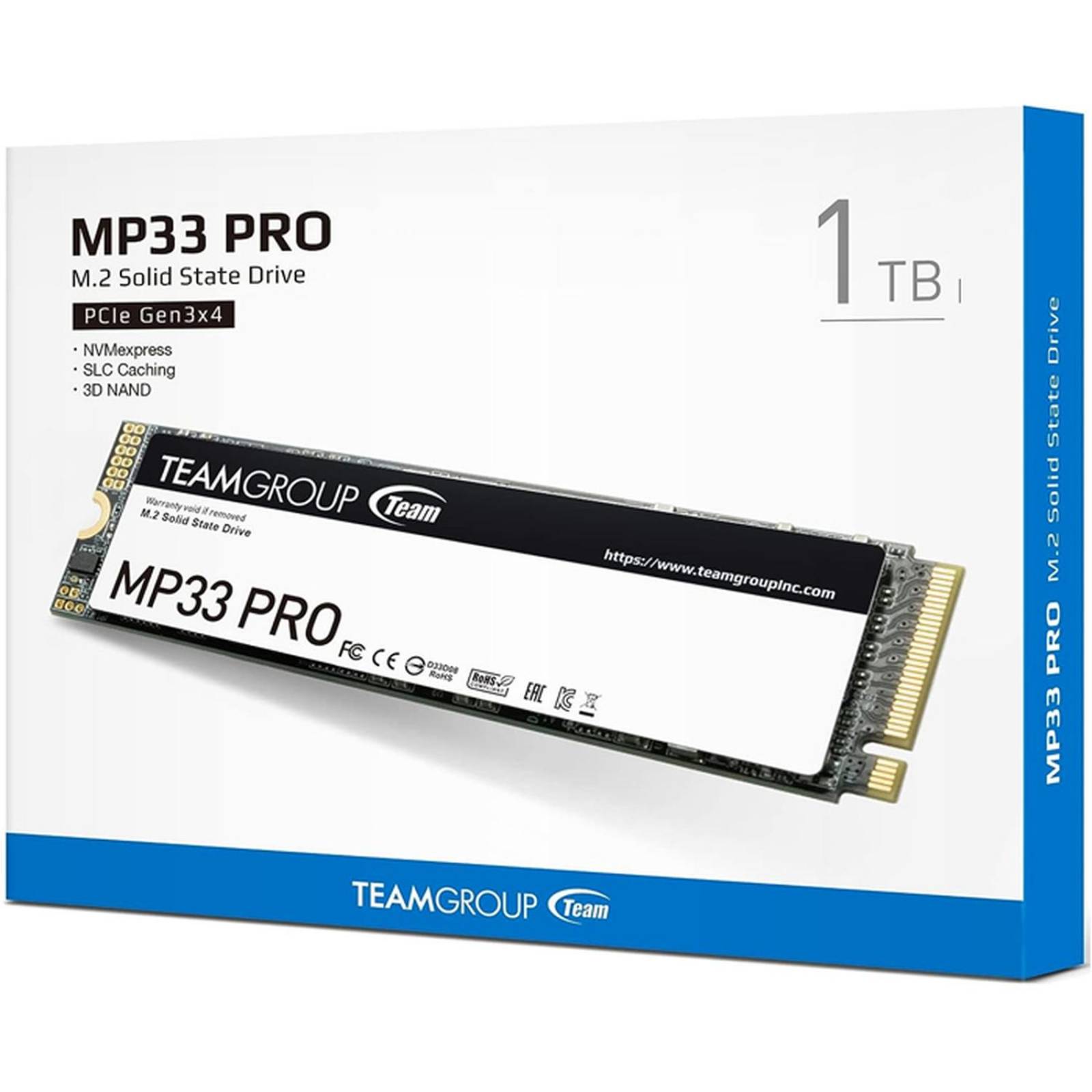 Unidad de Estado Solido SSD M.2 1TB TEAMGROUP MP33 PRO NVMe PCIe 3.0 2100/1700 MB/s TM8FPD001T0C101 
