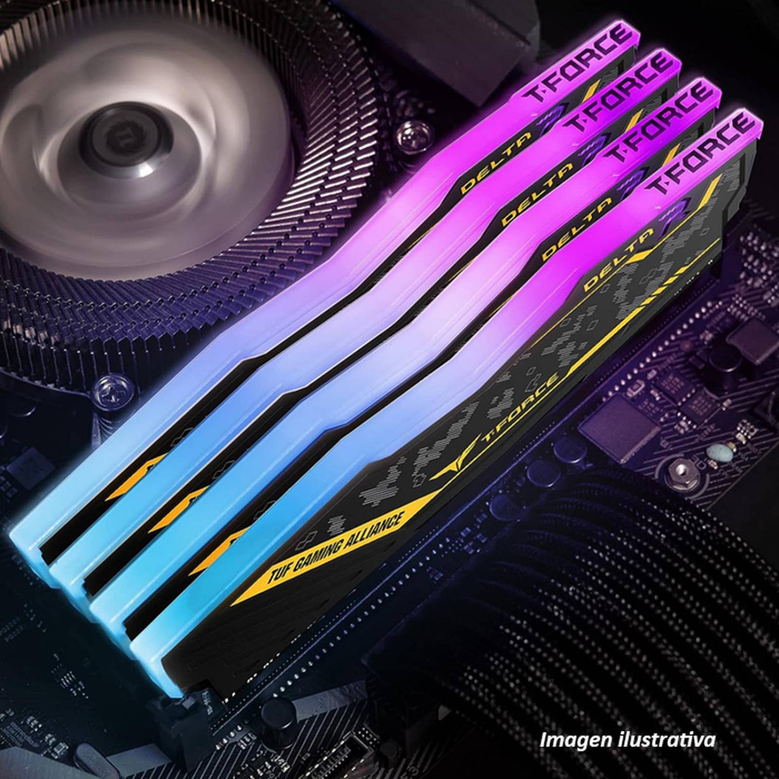 Memoria RAM DDR4 16GB 3200MHz TEAMGROUP T-Force DELTA TUF Gaming RGB 2x8GB TF9D416G3200HC16CDC01